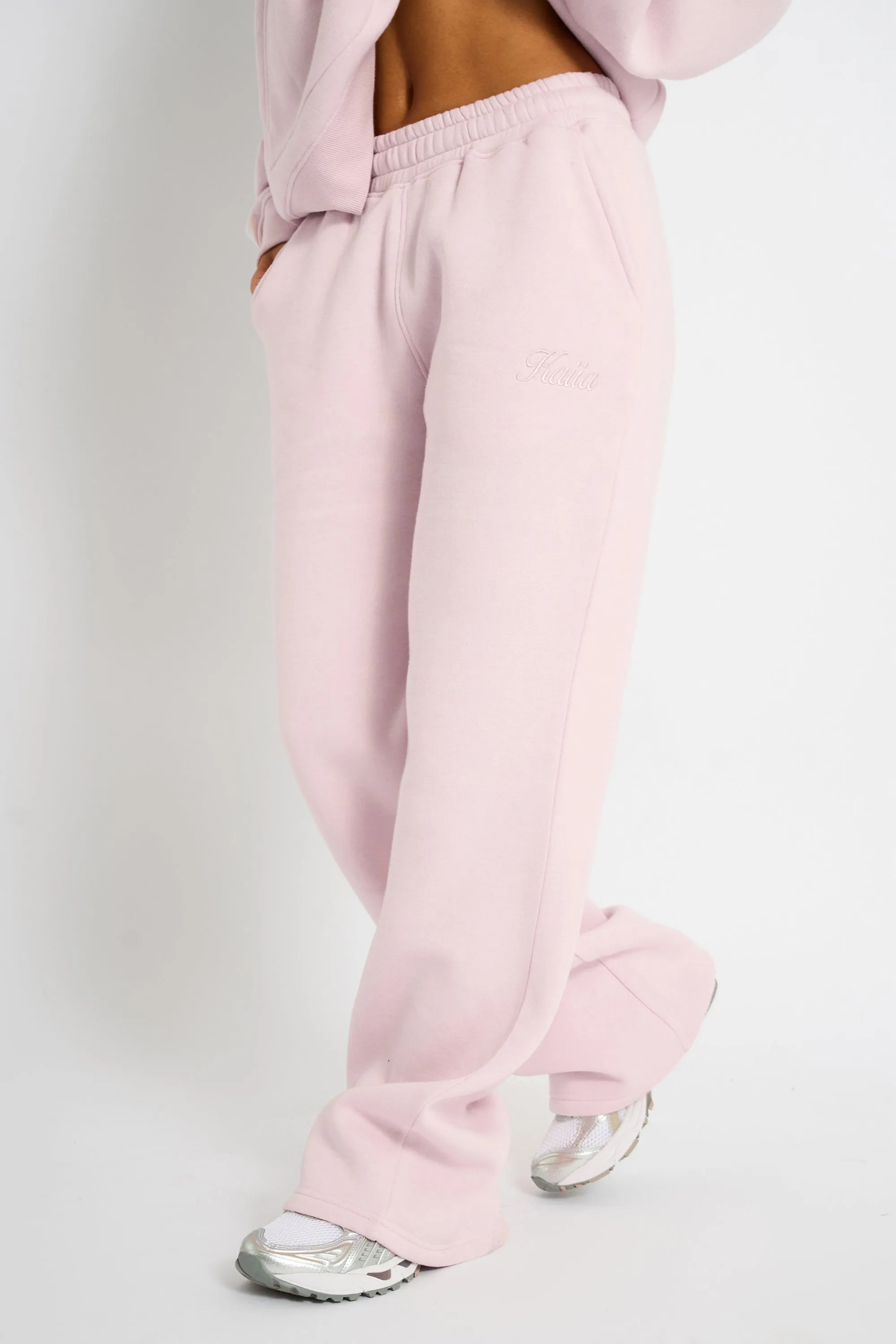 Kaiia Studio Script Logo Wide Leg Joggers Pink Chai sold by Kaiia the label product image thumbnail 3