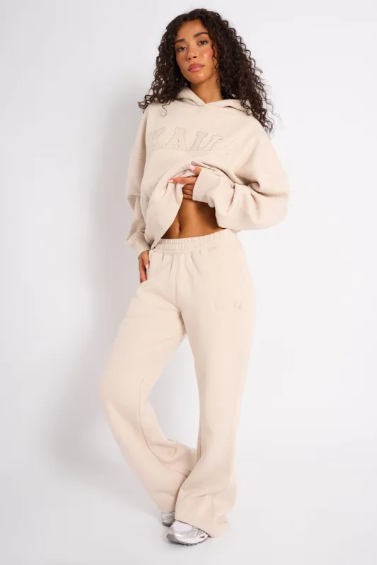 Kaiia Logo Wide Leg Joggers Cream made by Kaiia the label