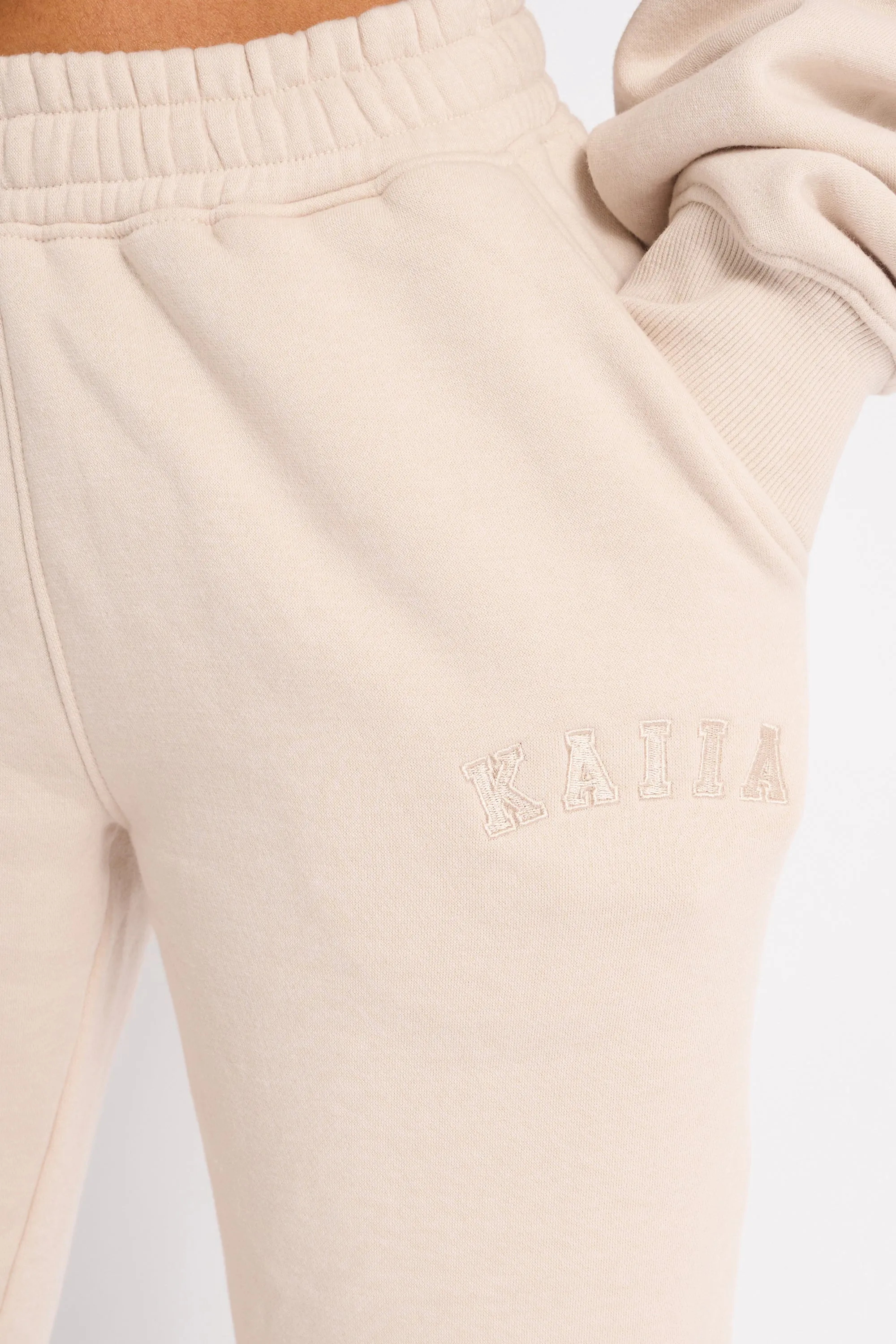 Kaiia Logo Wide Leg Joggers Cream sold by Kaiia the label product image thumbnail 4