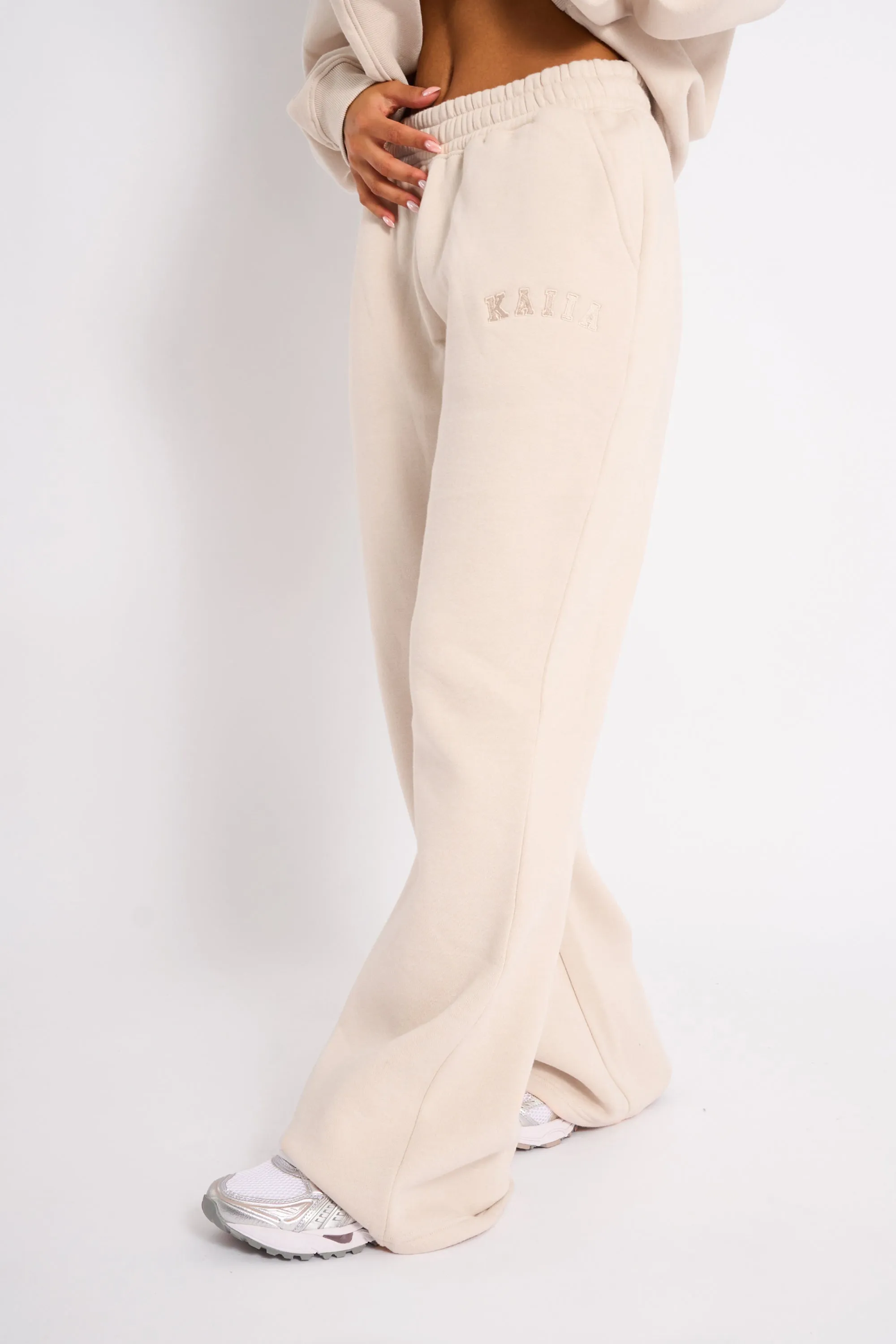 Kaiia Logo Wide Leg Joggers Cream sold by Kaiia the label product image thumbnail 2