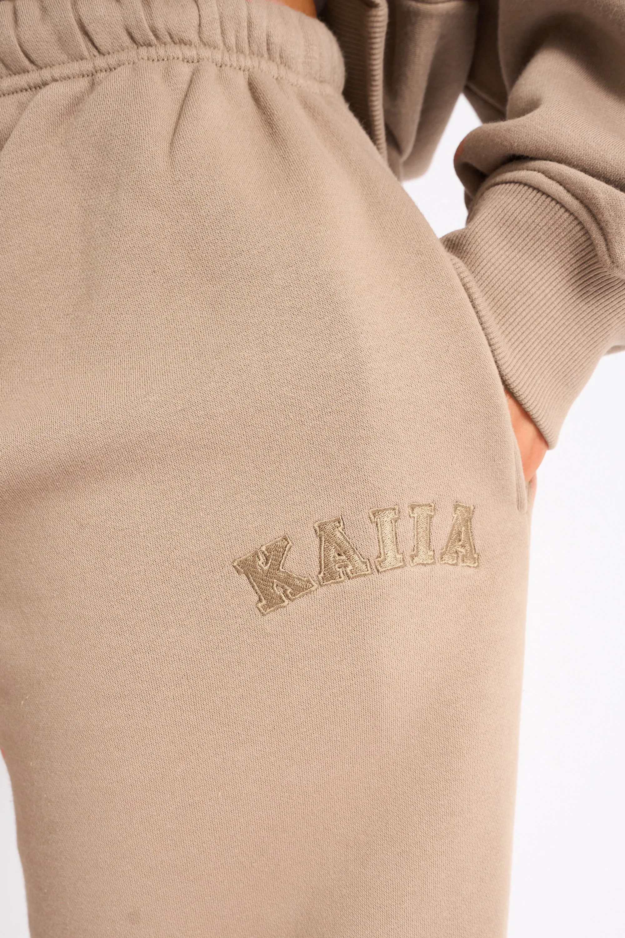 Kaiia Logo Wide Leg Joggers Latte sold by Kaiia the label product image thumbnail 4