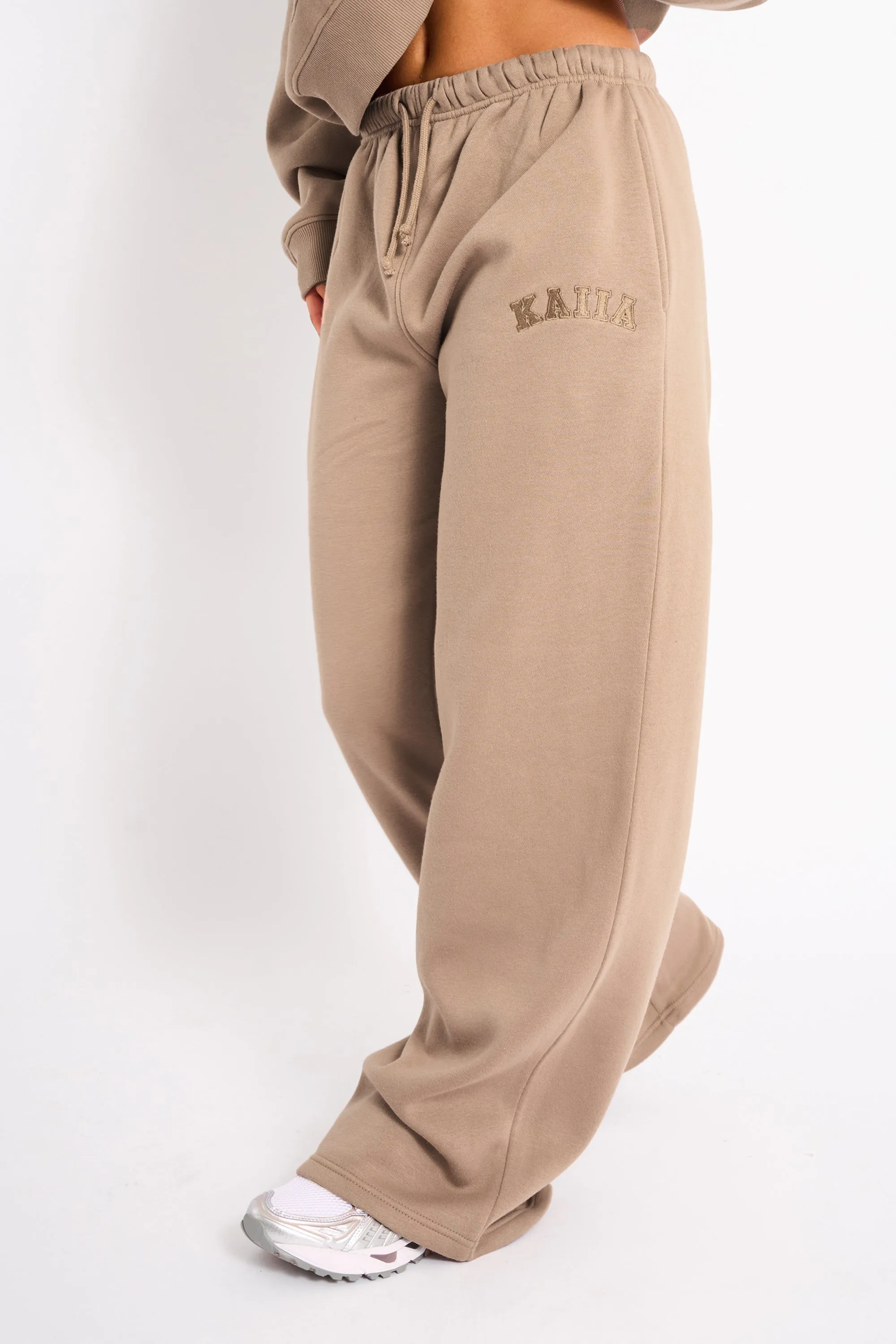 Kaiia Logo Wide Leg Joggers Latte sold by Kaiia the label product image thumbnail 2