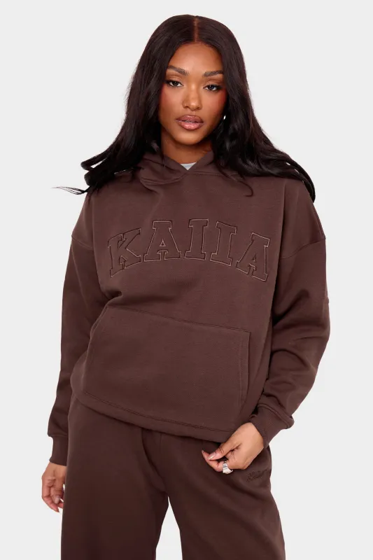 Kaiia Slogan Oversized Hoodie Mocha made by Kaiia the label