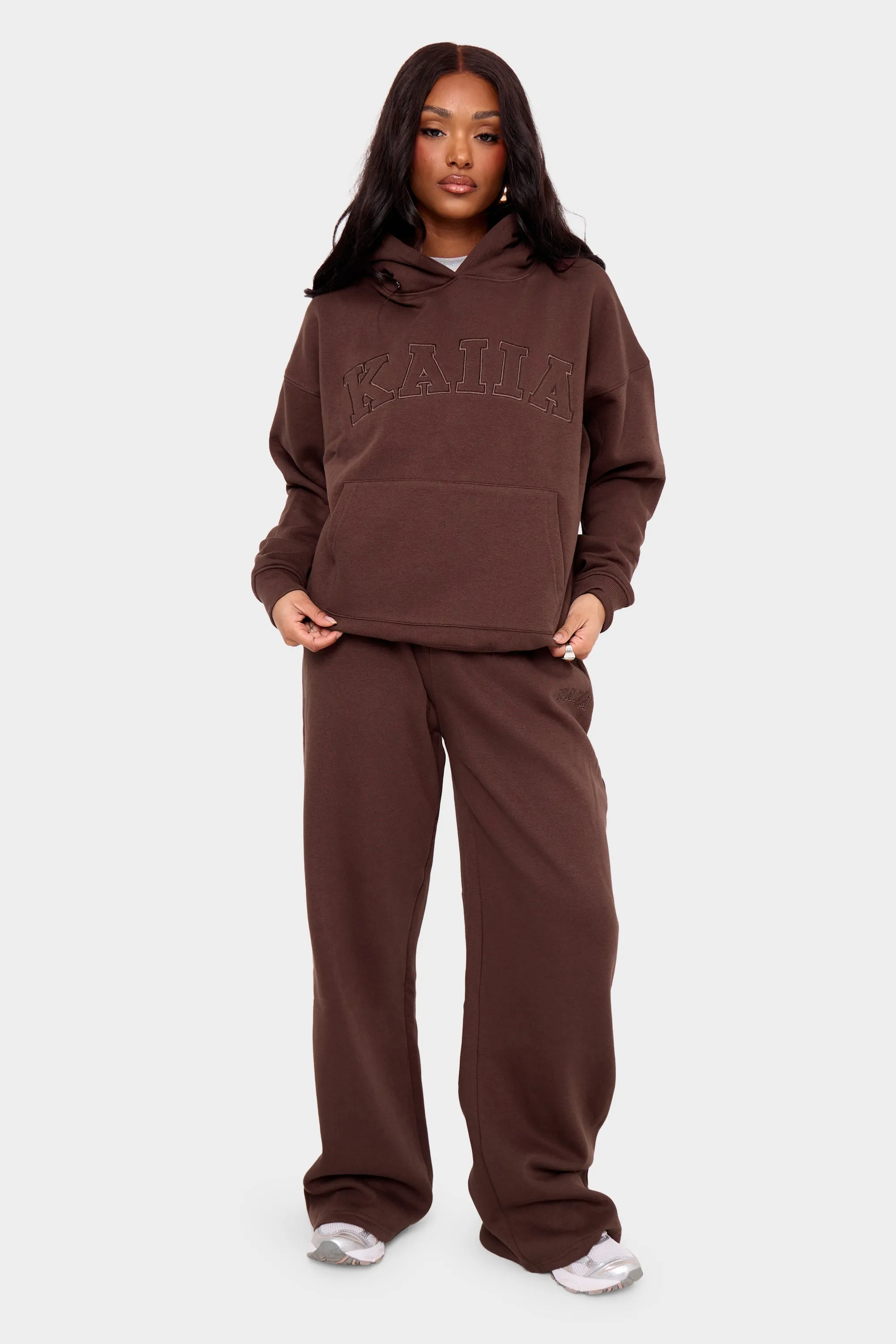Kaiia Logo Wide Leg Joggers Mocha sold by Kaiia the label