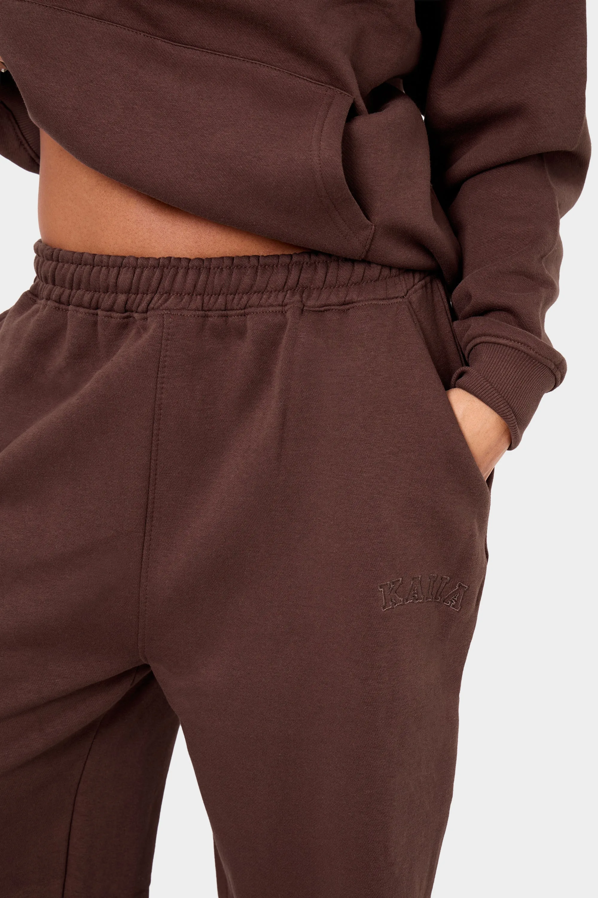 Kaiia Logo Wide Leg Joggers Mocha sold by Kaiia the label product image thumbnail 2