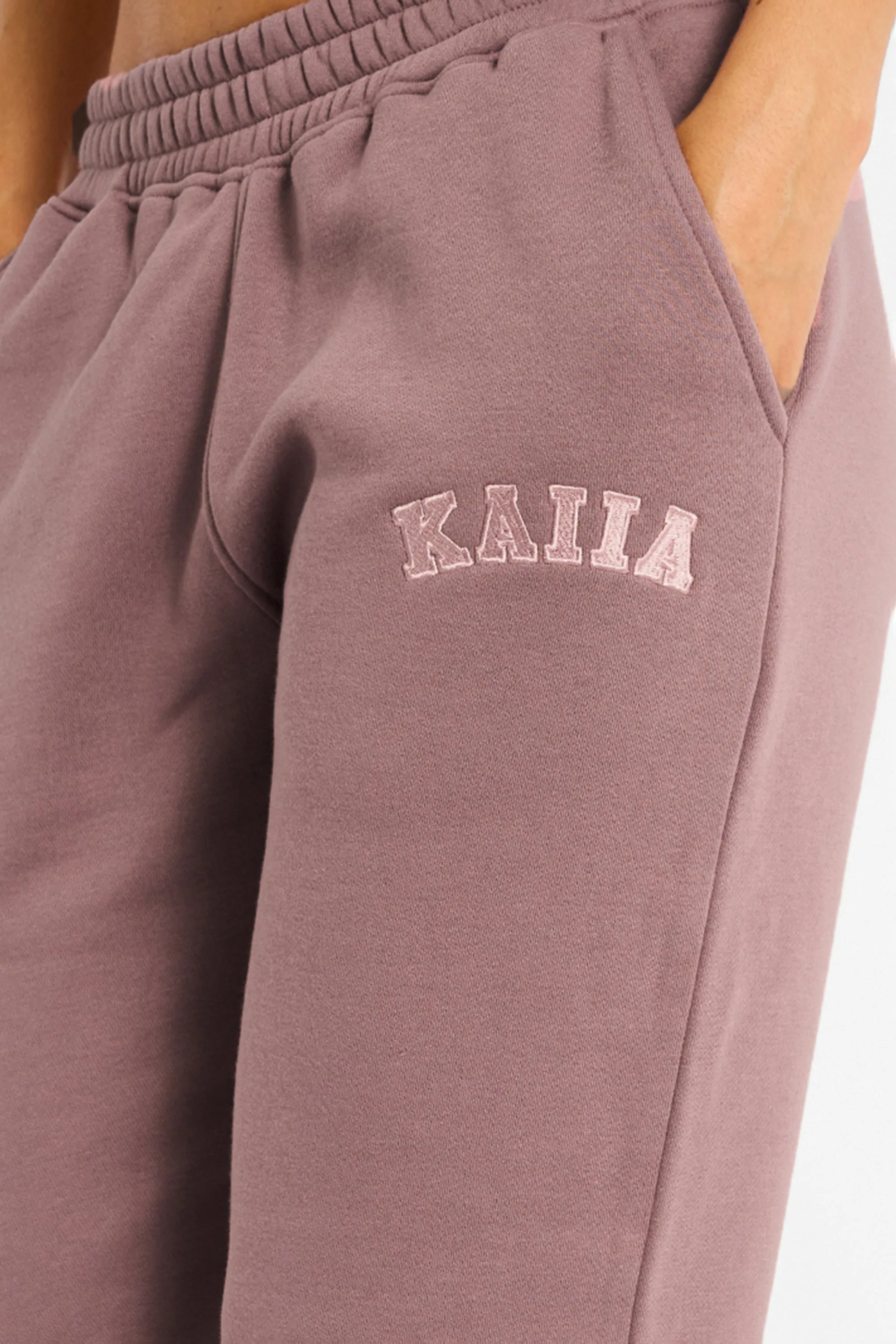 Kaiia Logo Wide Leg Joggers Rose sold by Kaiia the label product image thumbnail 4