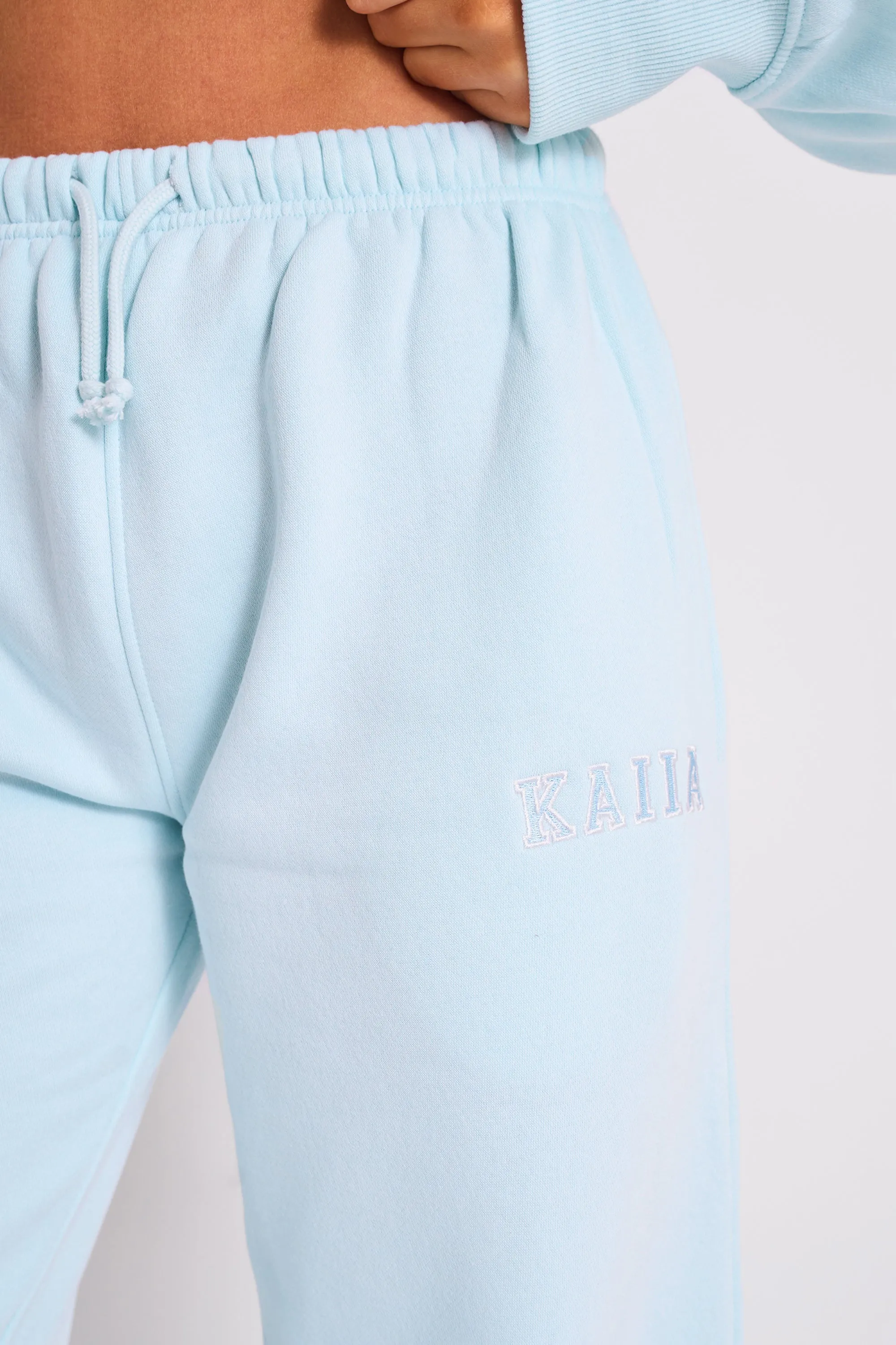 Kaiia Logo Wide Leg Joggers Light Blue sold by Kaiia the label product image thumbnail 4