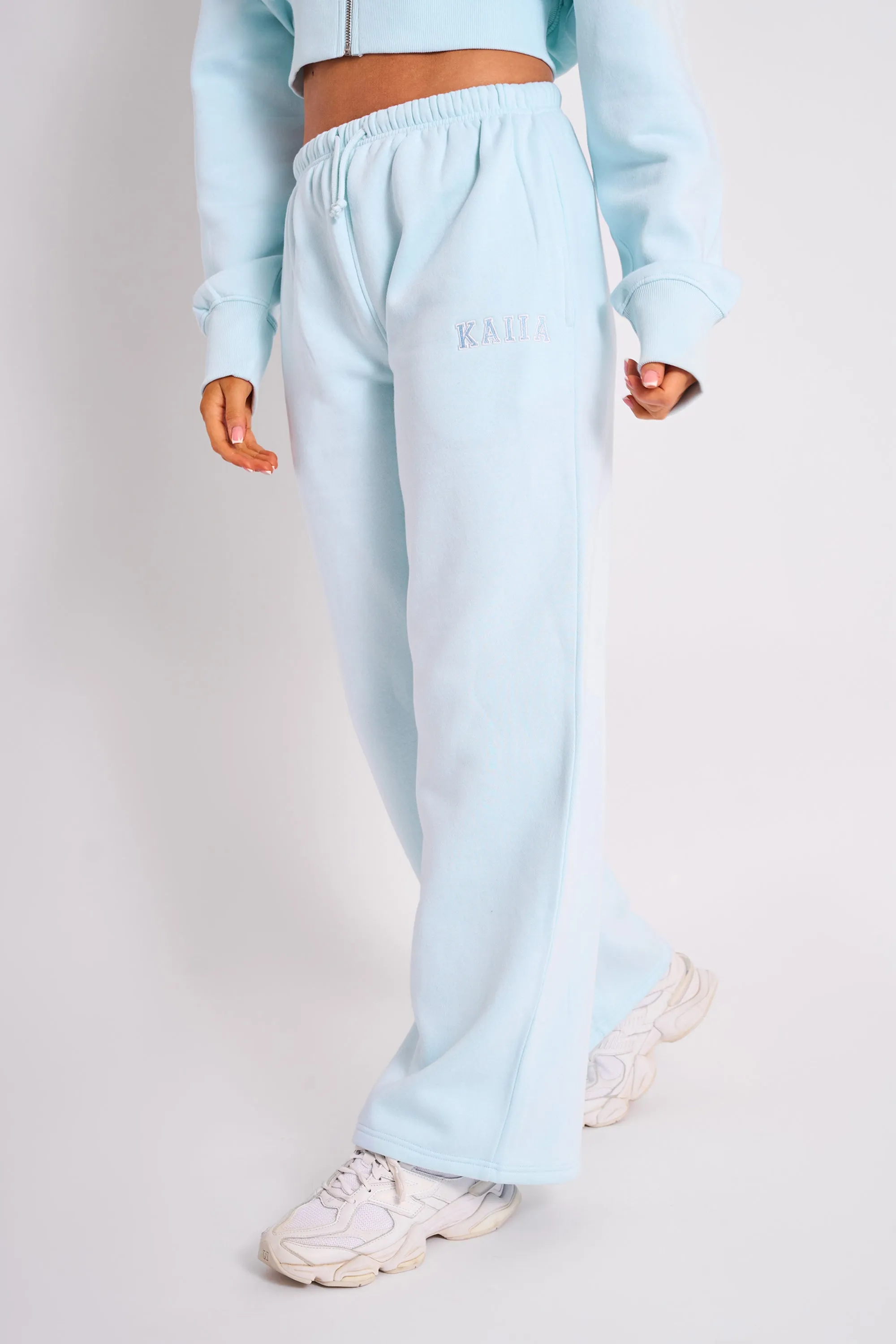 Kaiia Logo Wide Leg Joggers Light Blue sold by Kaiia the label product image thumbnail 2