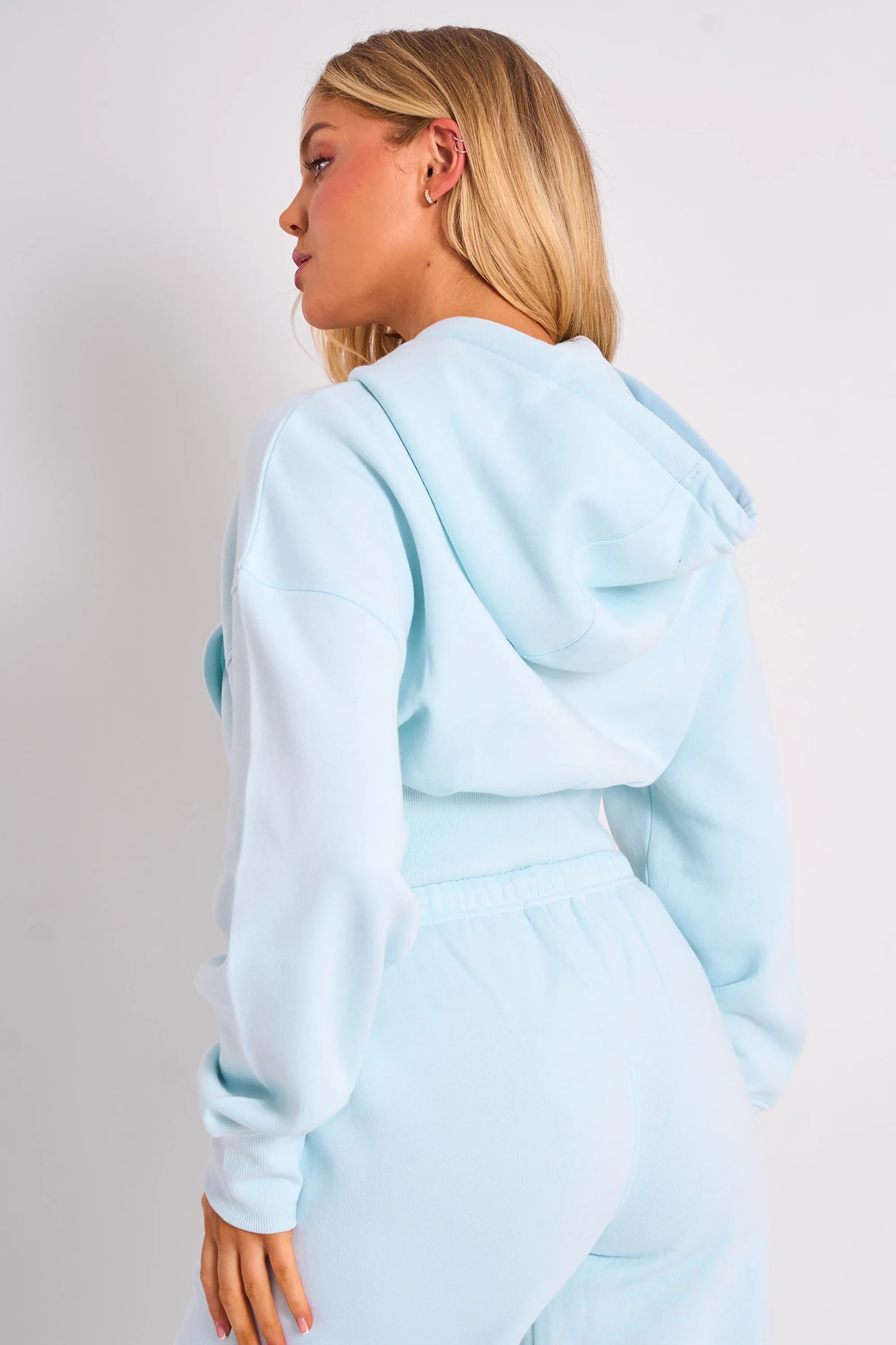 Kaiia Studio Logo Cropped Zip Up Hoodie Light Blue sold by Kaiia the label product image thumbnail 2