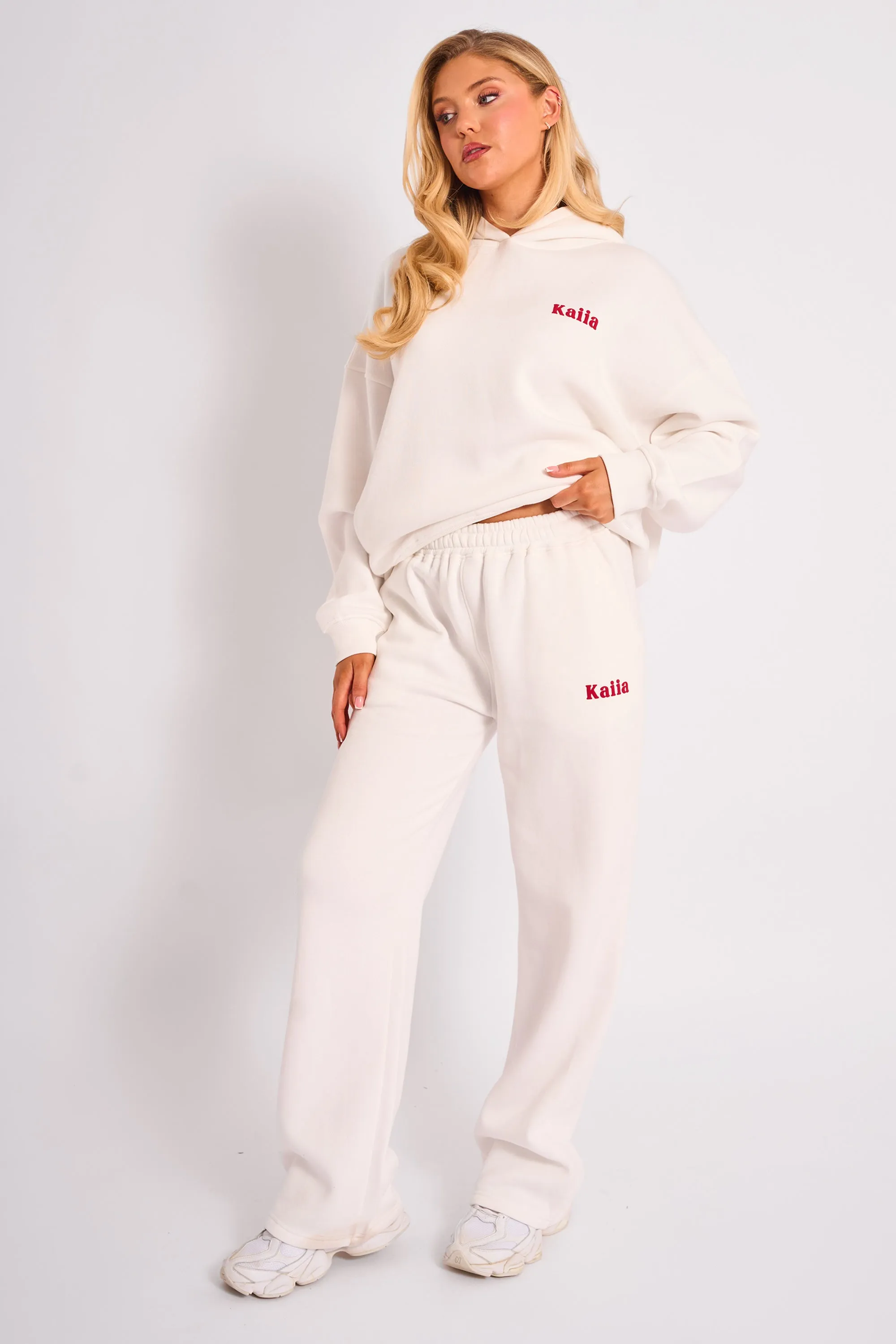Kaiia Cherry Wide Leg Joggers Cream & Red sold by Kaiia the label