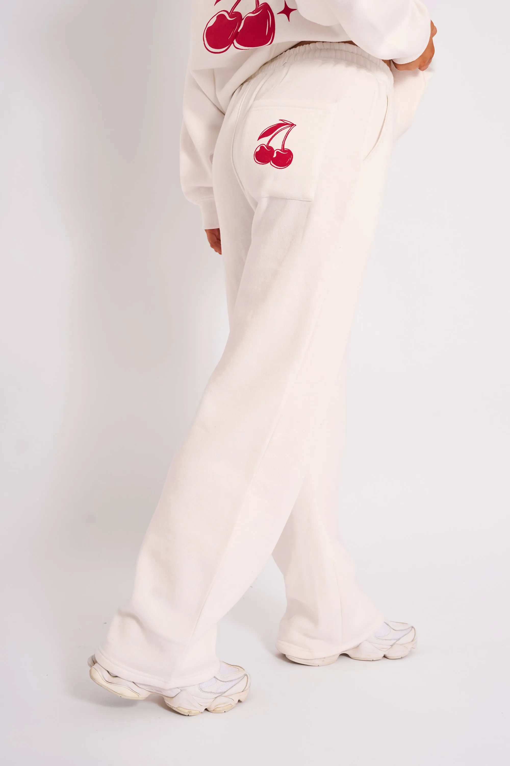 Kaiia Cherry Wide Leg Joggers Cream & Red sold by Kaiia the label product image thumbnail 2
