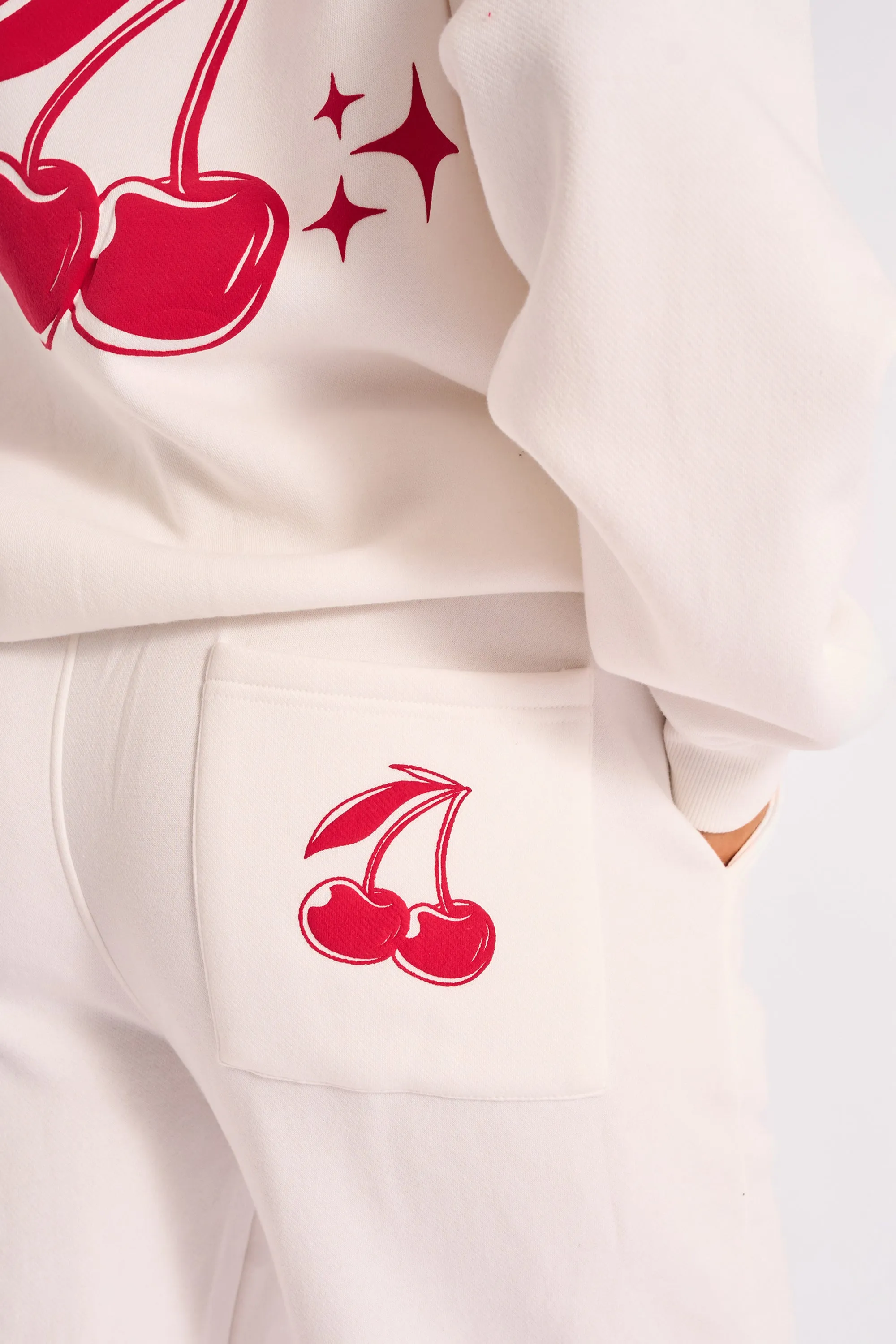 Kaiia Cherry Wide Leg Joggers Cream & Red sold by Kaiia the label product image thumbnail 4