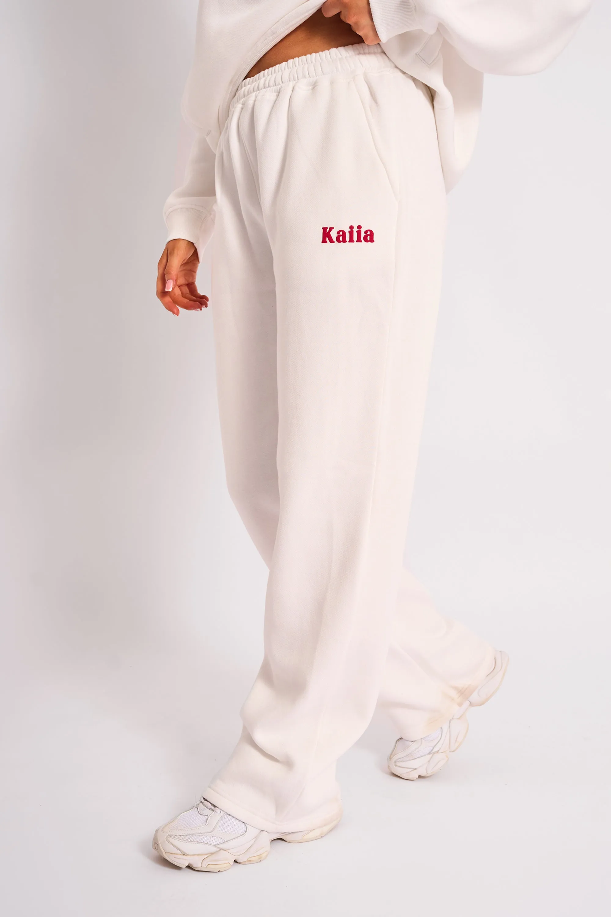 Kaiia Cherry Wide Leg Joggers Cream & Red sold by Kaiia the label product image thumbnail 3