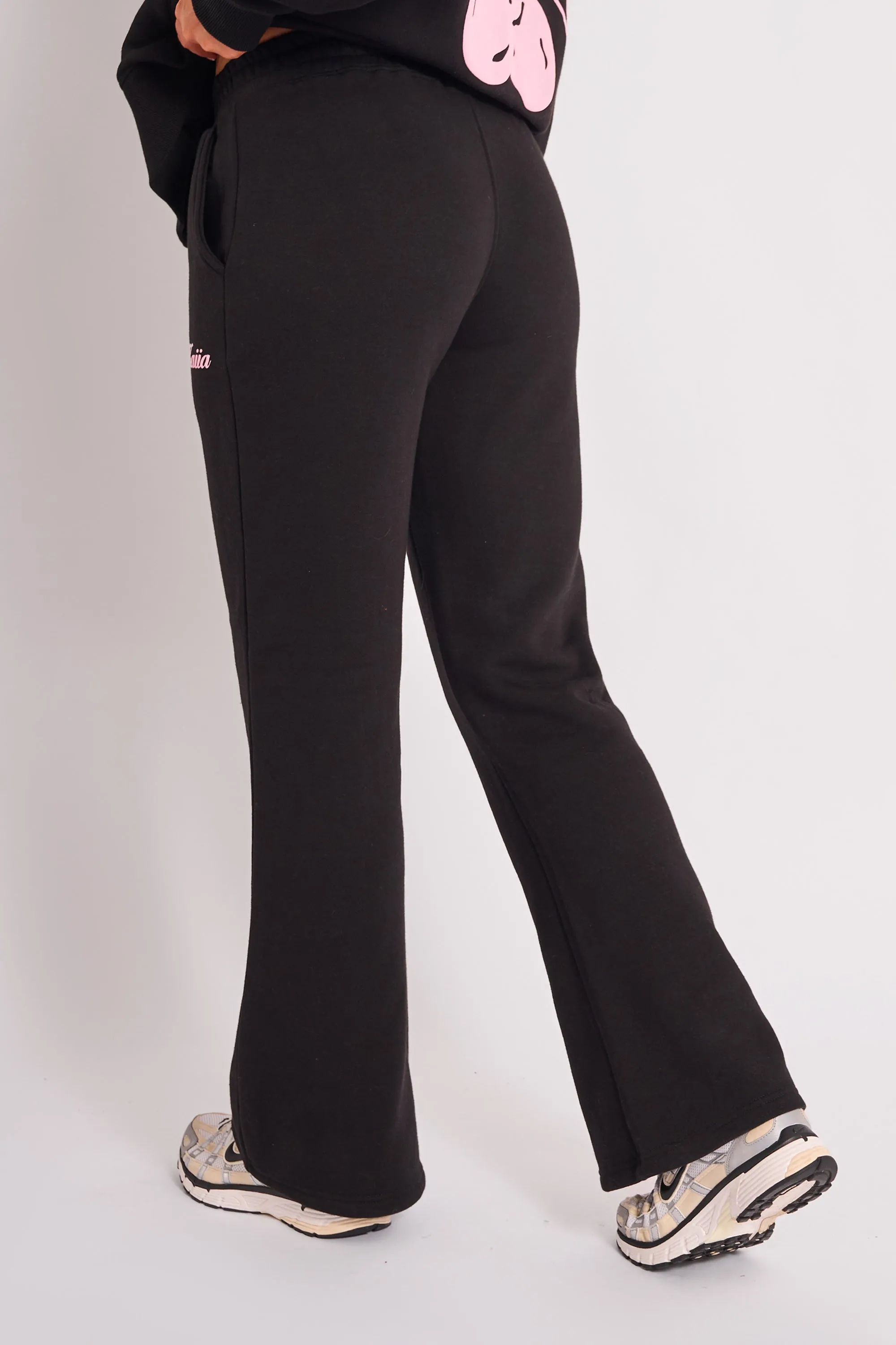 Kaiia Script Wide Leg Joggers Black & Pink sold by Kaiia the label product image thumbnail 3