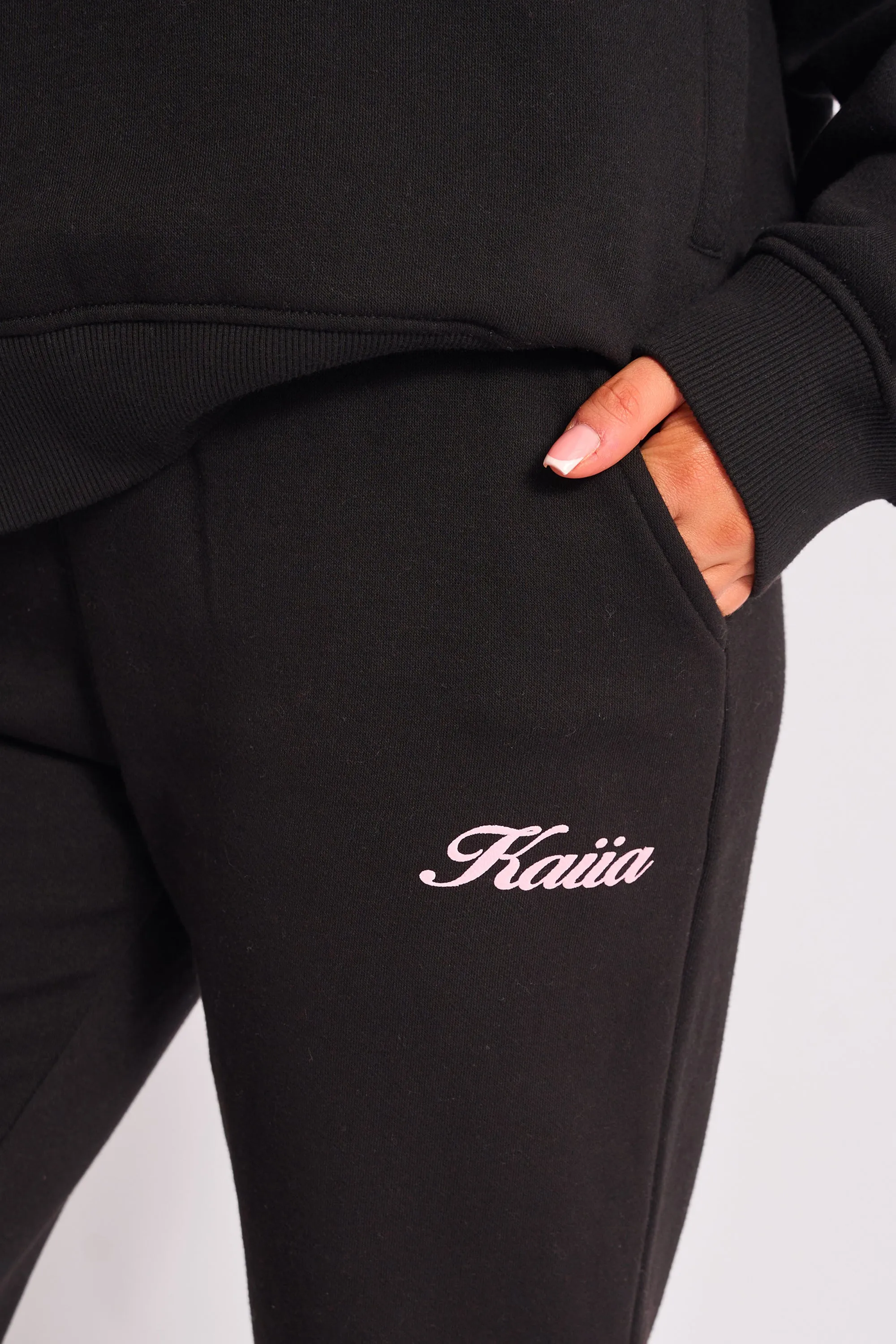 Kaiia Script Wide Leg Joggers Black & Pink sold by Kaiia the label product image thumbnail 4