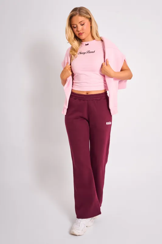 Kaiia Wide Leg Joggers Plum & Pink made by Kaiia the label