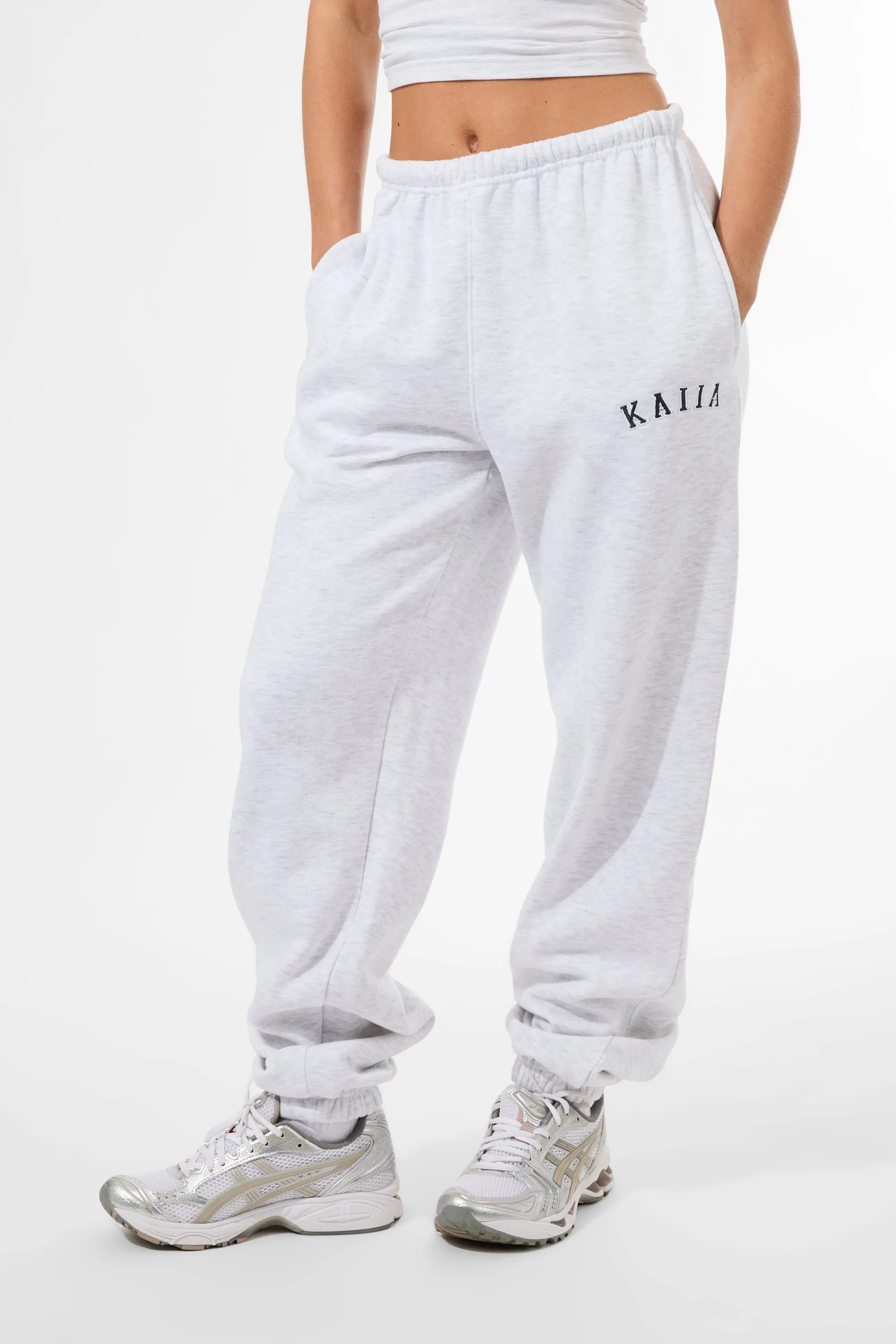 Kaiia Logo Cuffed Joggers Light Grey Marl & Navy sold by Kaiia the label product image thumbnail 2