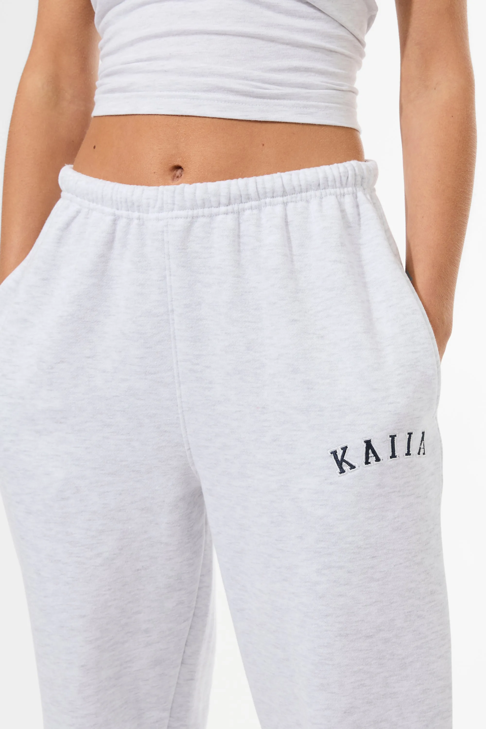Kaiia Logo Cuffed Joggers Light Grey Marl & Navy sold by Kaiia the label product image thumbnail 3