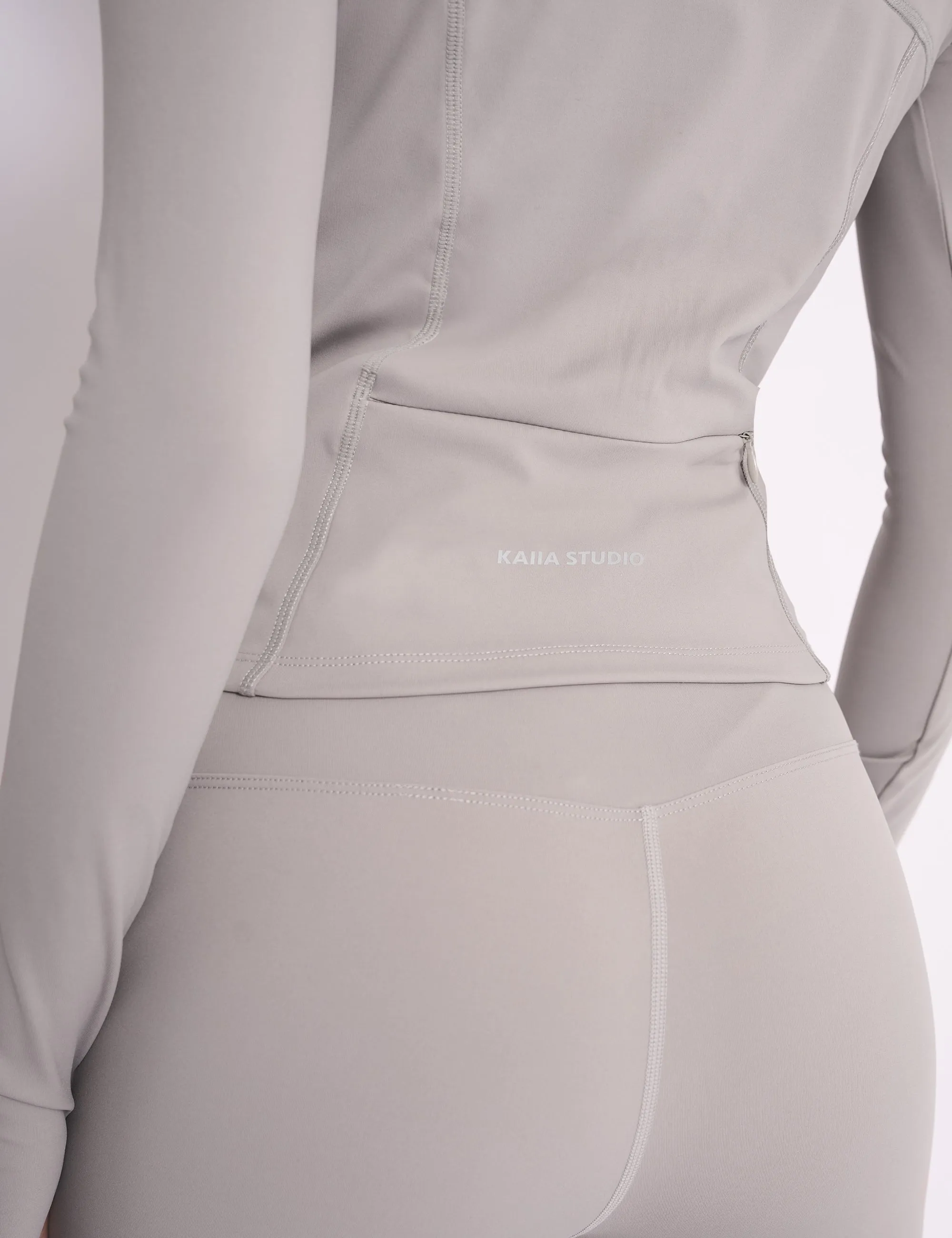 Kaiia Sculpt Long Sleeve Zip Through Fitted Jacket Dove Grey sold by Kaiia the label product image thumbnail 3