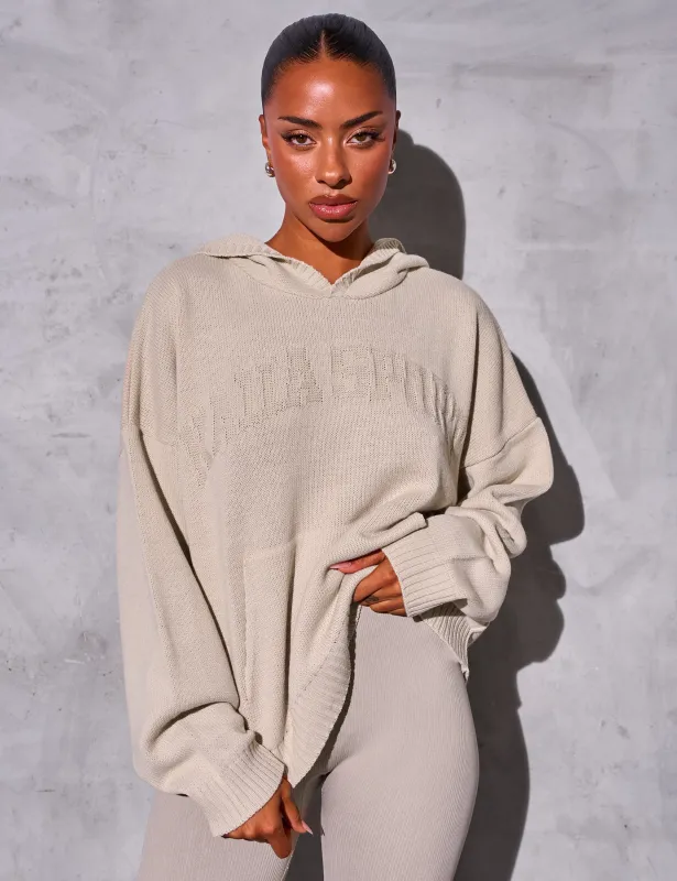 Kaiia Sport Knitted Hoodie Stone made by Kaiia the label