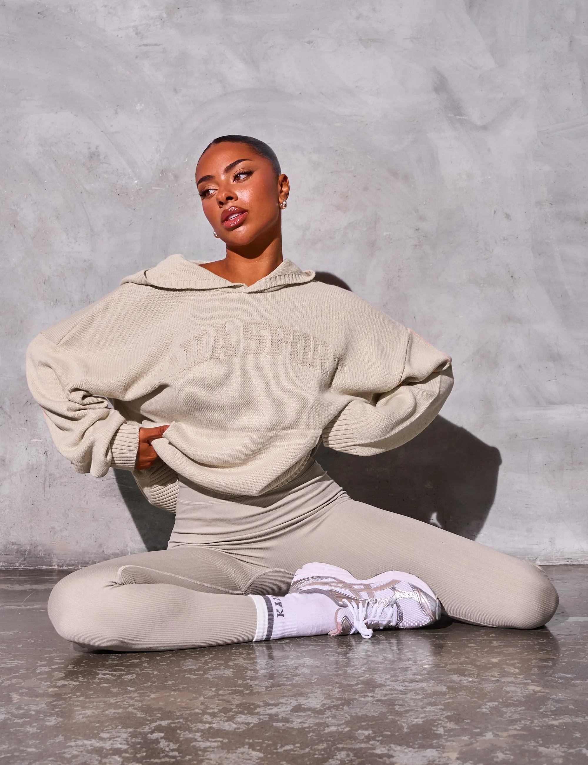 Kaiia Sport Knitted Hoodie Stone sold by Kaiia the label product image thumbnail 4