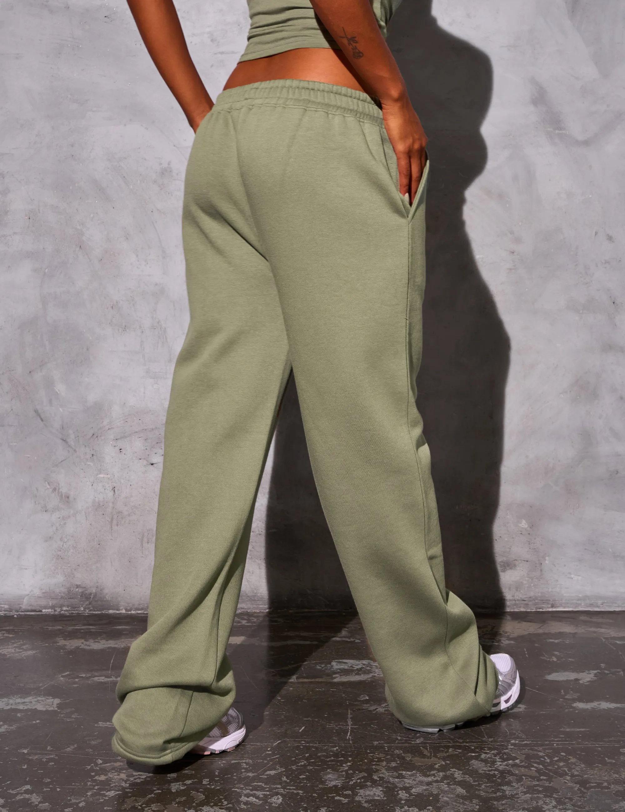 Kaiia Logo Wide Leg Joggers Khaki sold by Kaiia the label product image thumbnail 4