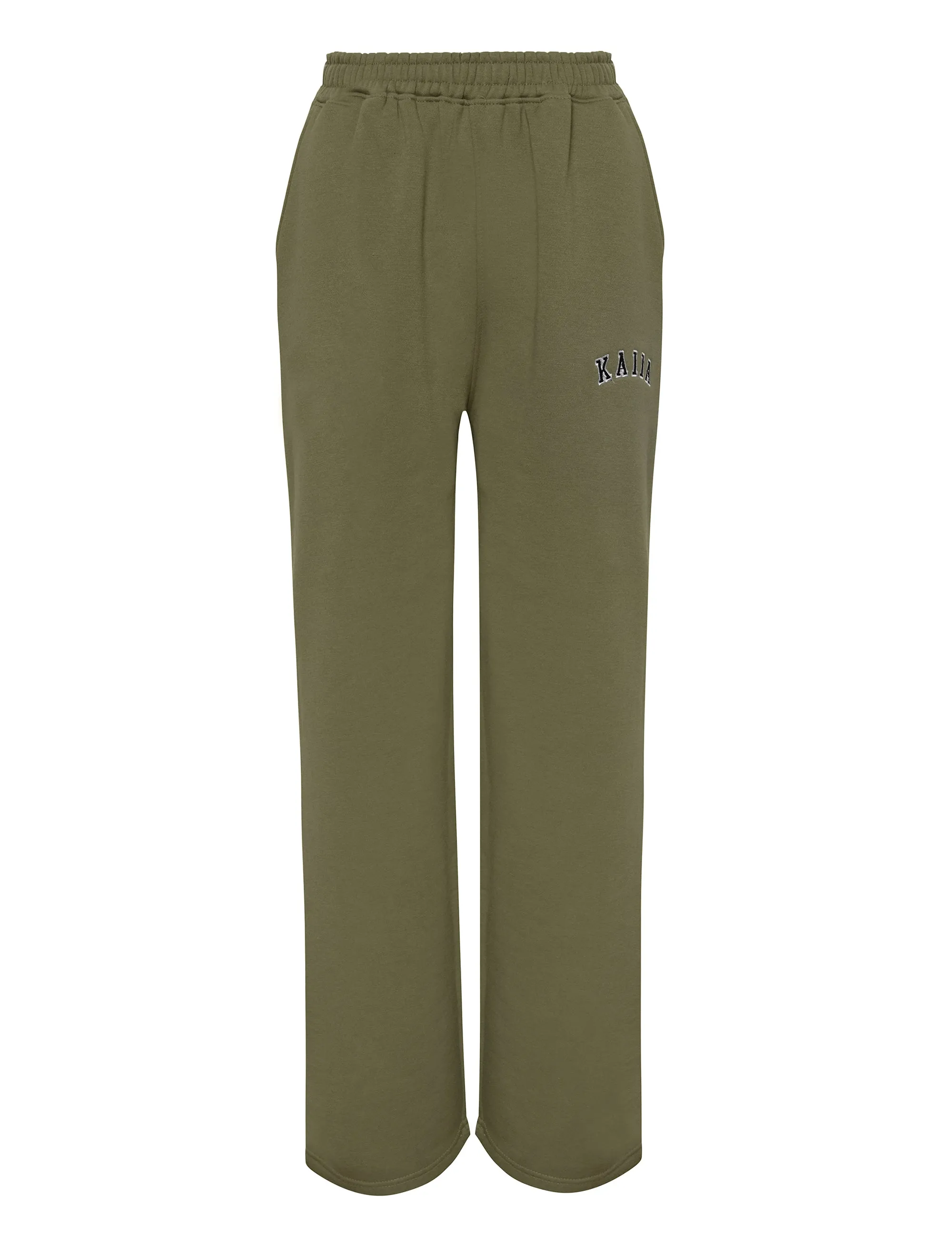 Kaiia Logo Wide Leg Joggers Khaki sold by Kaiia the label product image thumbnail 5