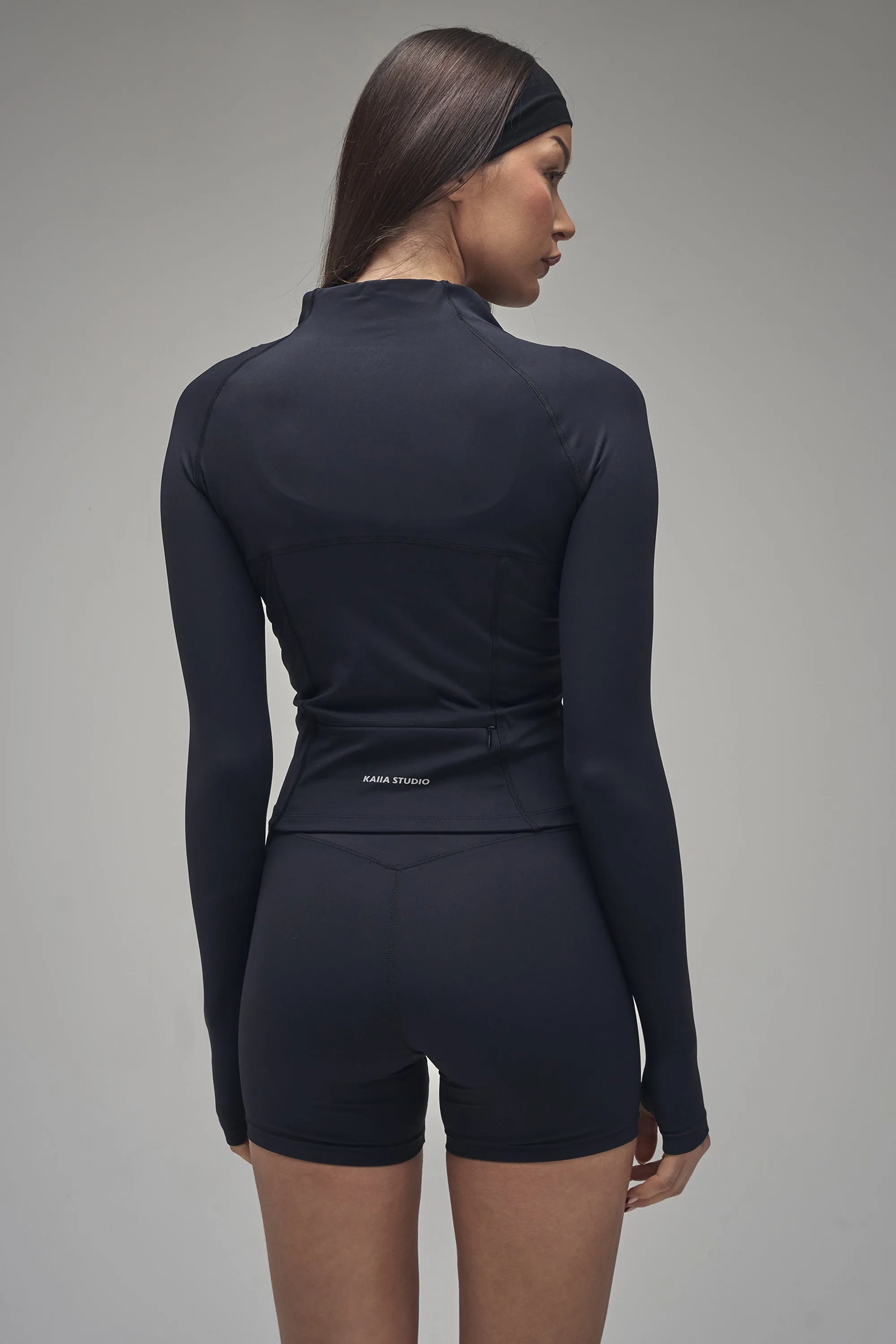 Kaiia Sculpt Long Sleeve Zip Through Fitted Jacket Black on Black sold by Kaiia the label product image thumbnail 2