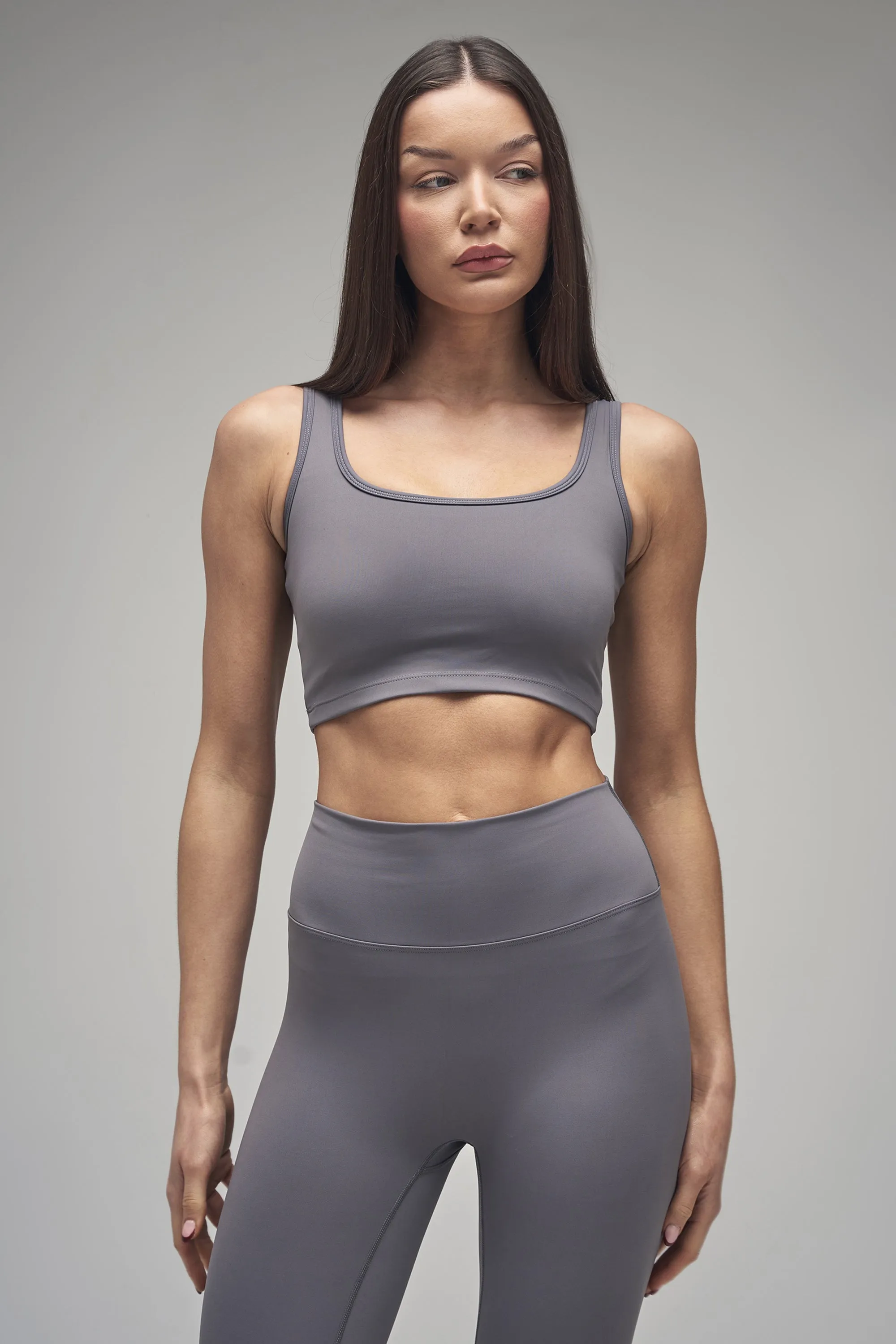 Kaiia Sculpt Square Neck Crop Top Slate Grey sold by Kaiia the label