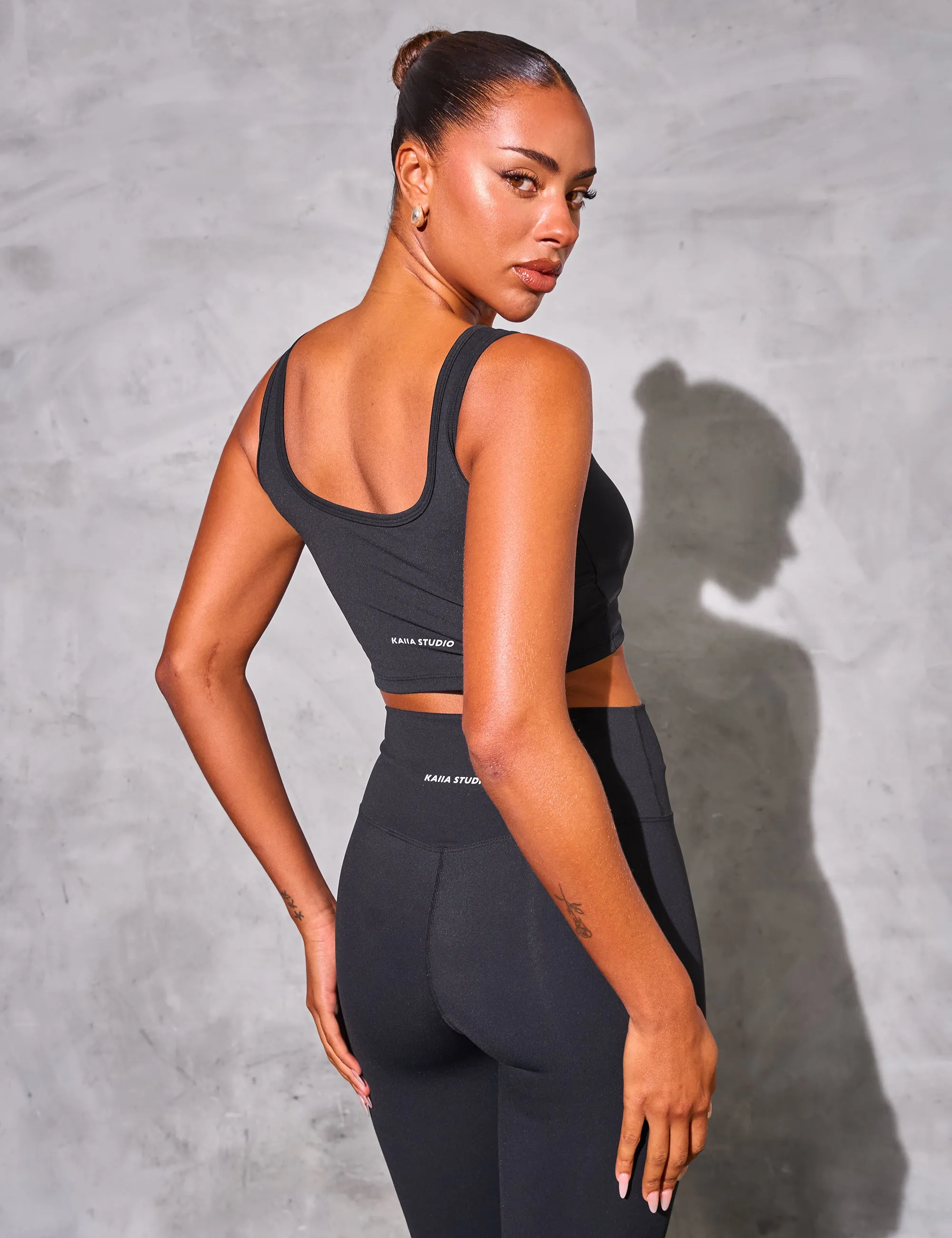 Kaiia Sculpt Square Neck Crop Top Black on Black sold by Kaiia the label product image thumbnail 5