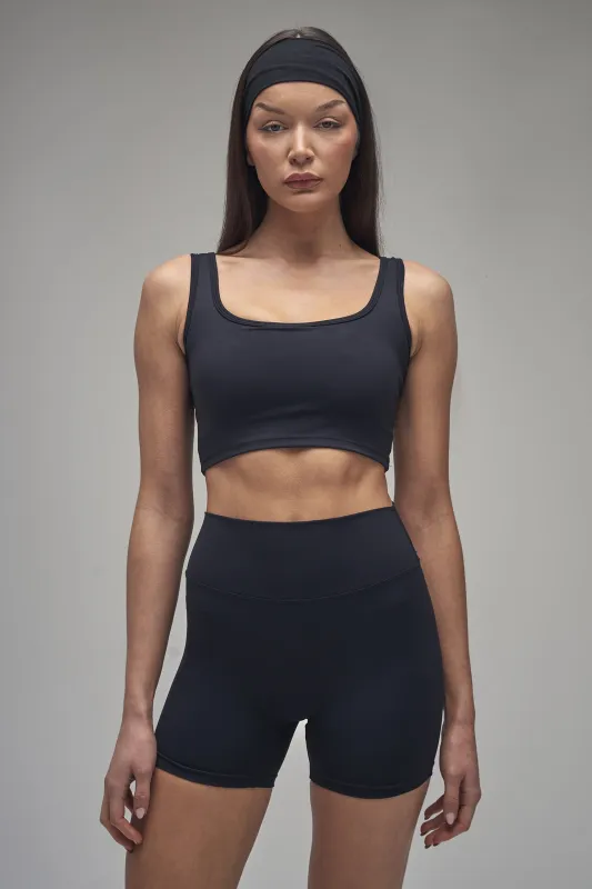 Kaiia Sculpt Square Neck Crop Top Black on Black made by Kaiia the label
