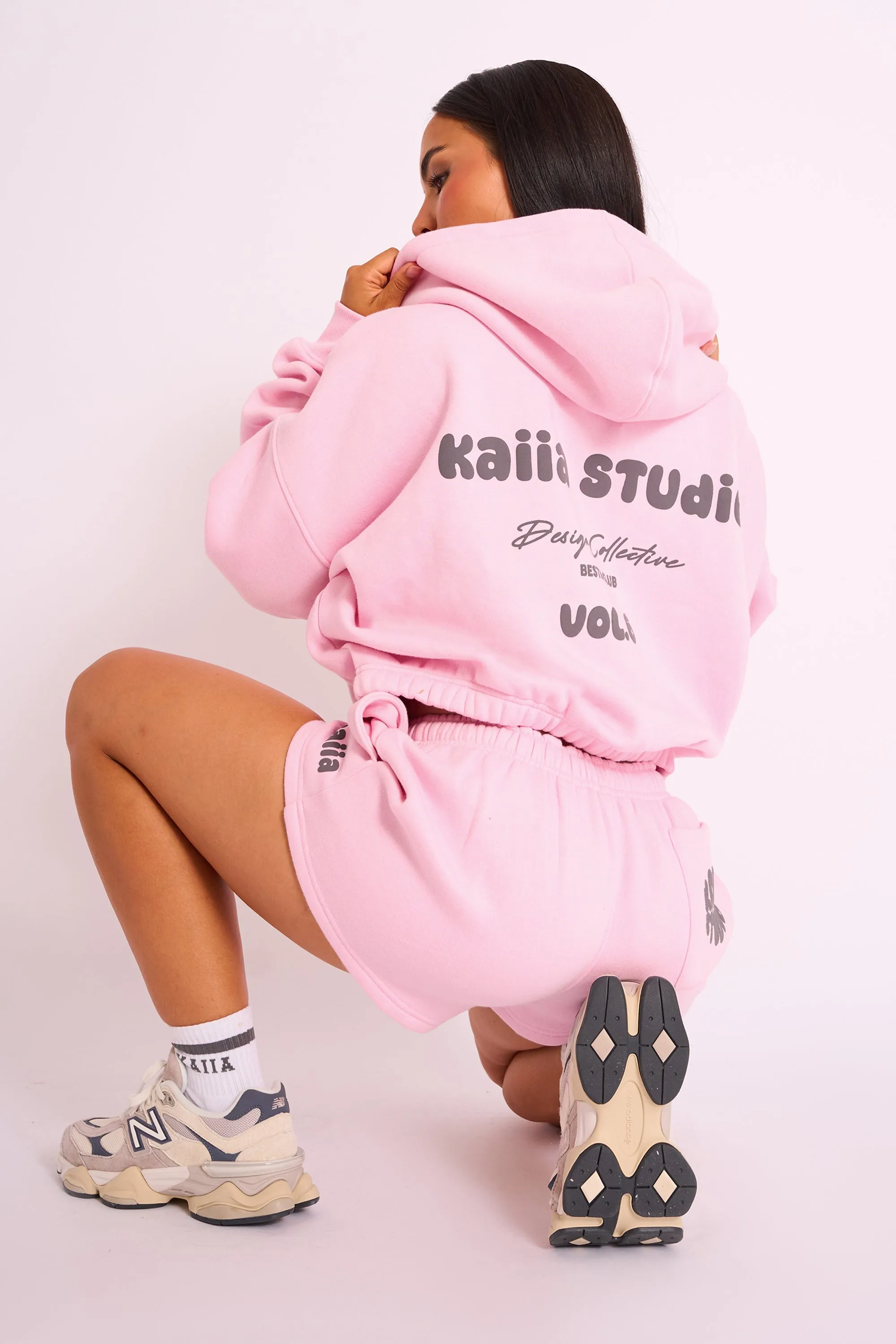 Kaiia Studio Bubble Logo Zip Through Crop Hoodie Pink sold by Kaiia the label product image thumbnail 2