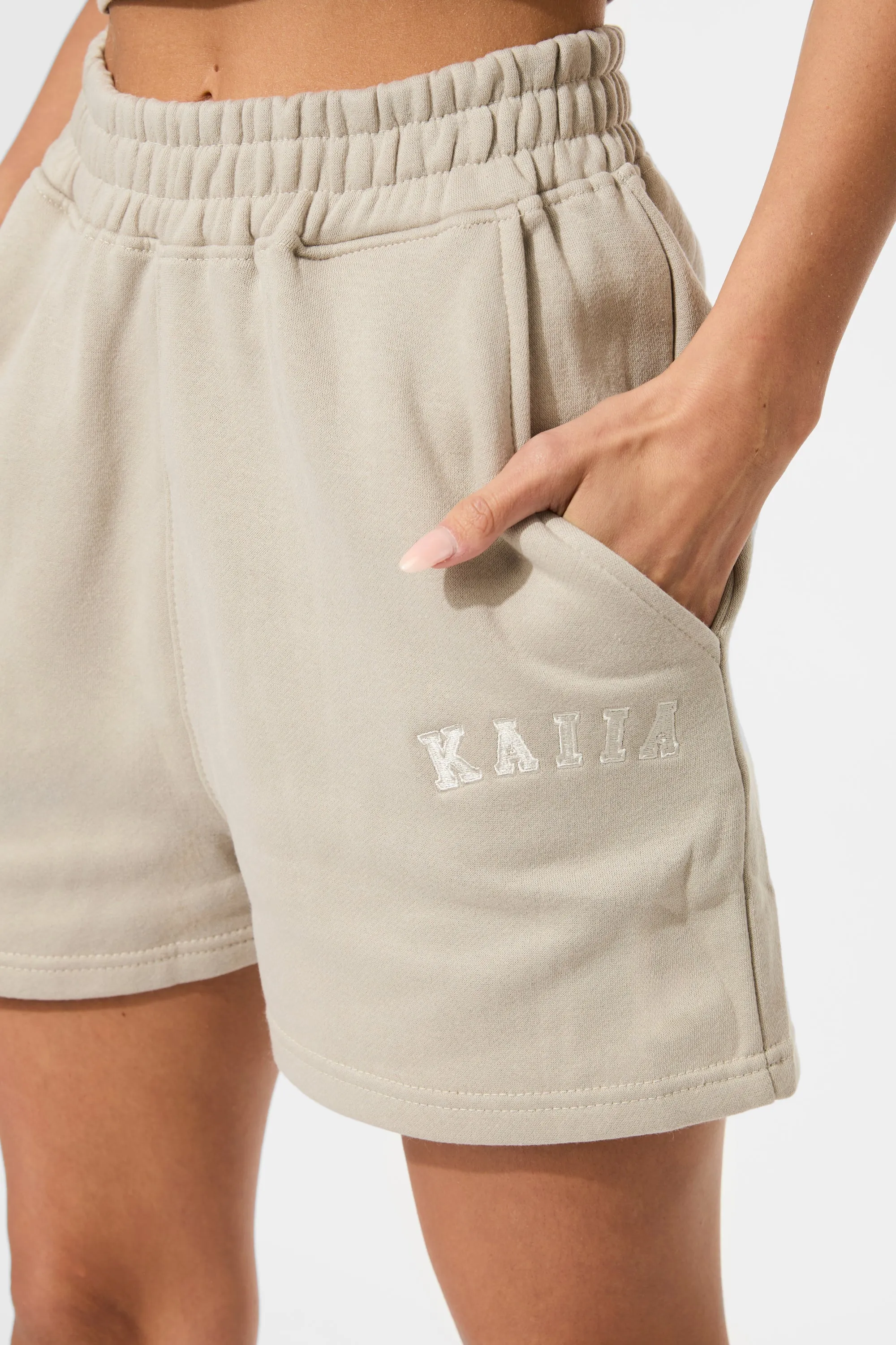 Kaiia Logo Sweat Shorts Stone sold by Kaiia the label product image thumbnail 2