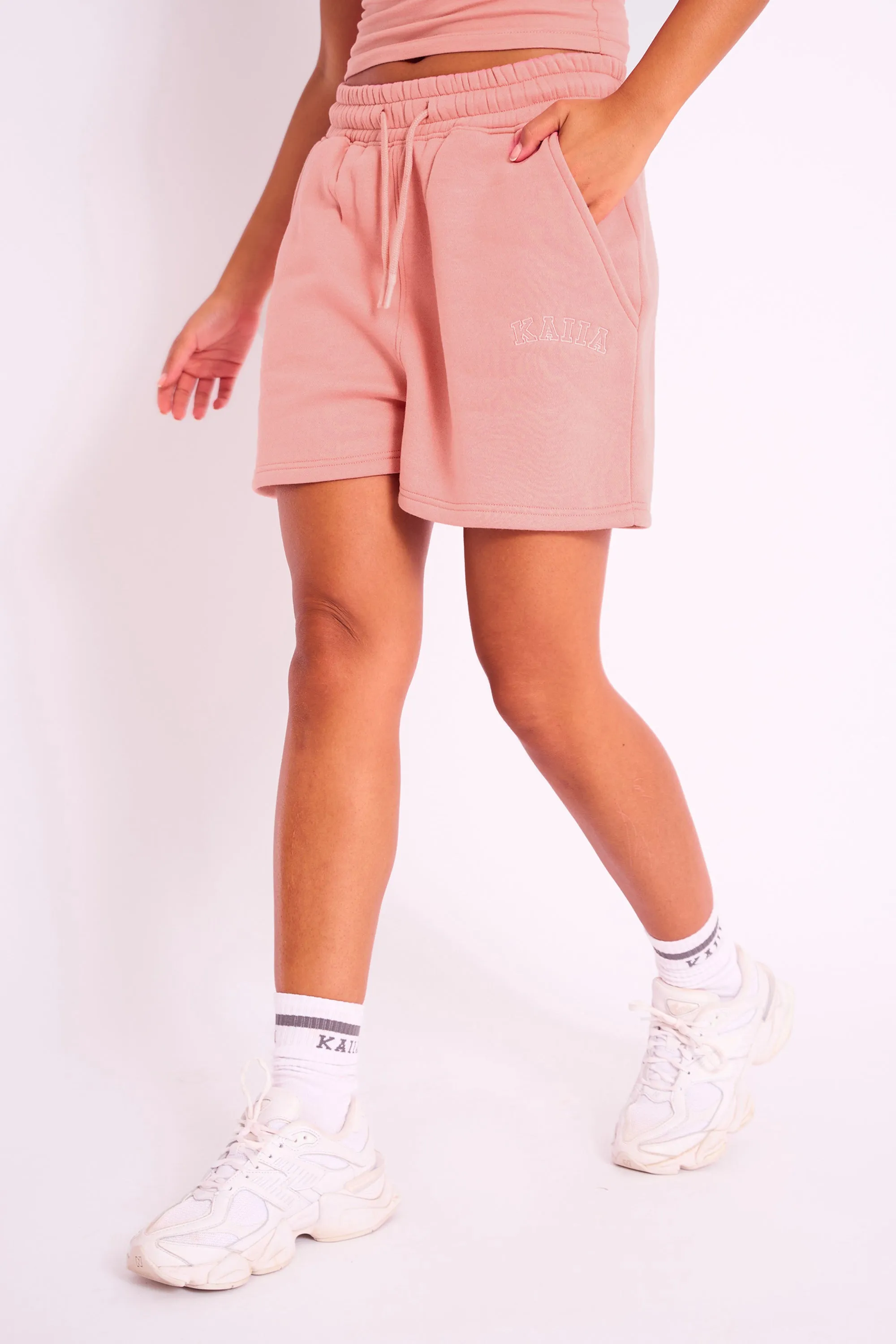 Kaiia Logo Sweat Shorts Coral sold by Kaiia the label product image thumbnail 3