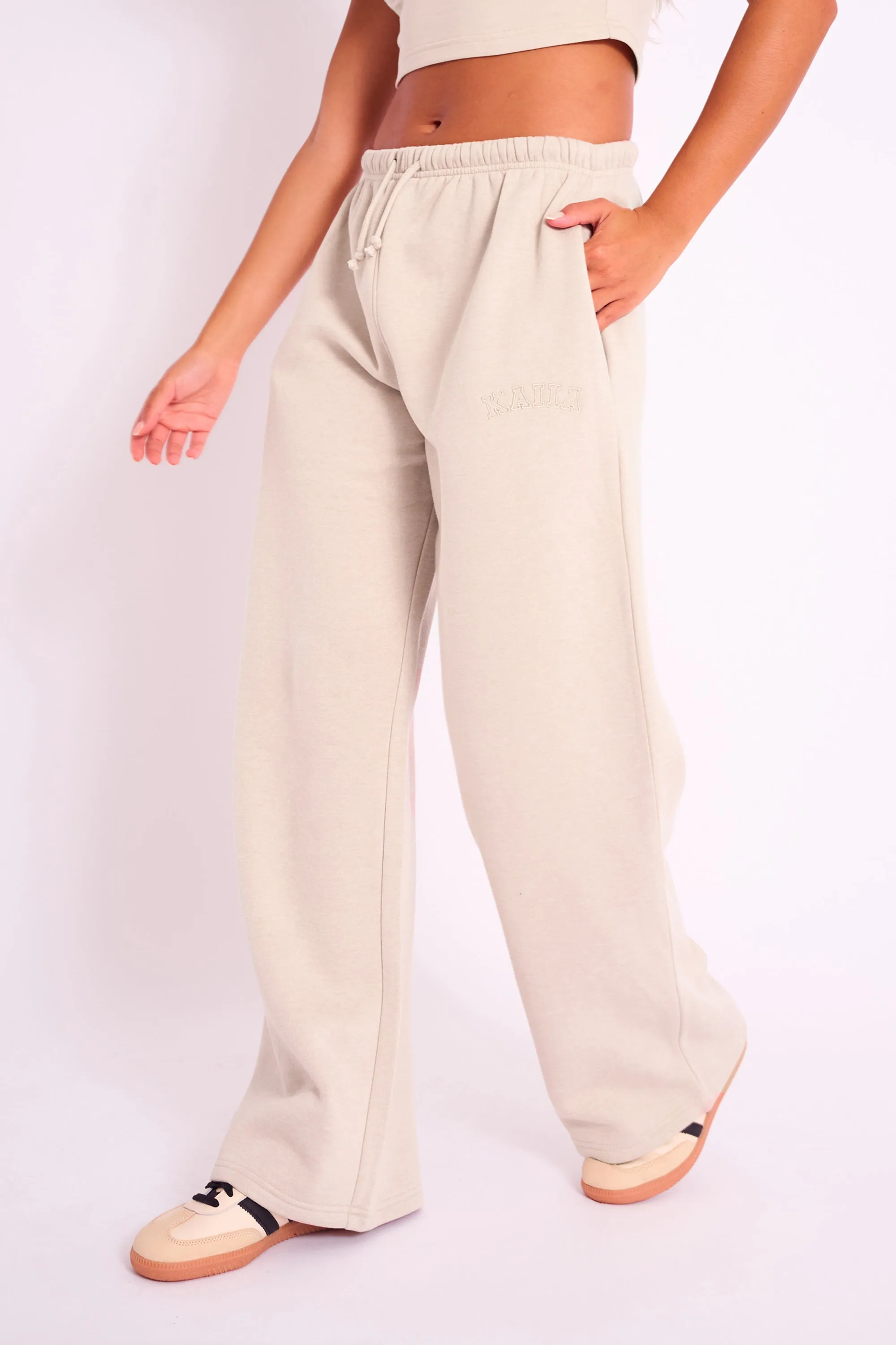 Kaiia Logo Wide Leg Joggers Sand sold by Kaiia the label product image thumbnail 4