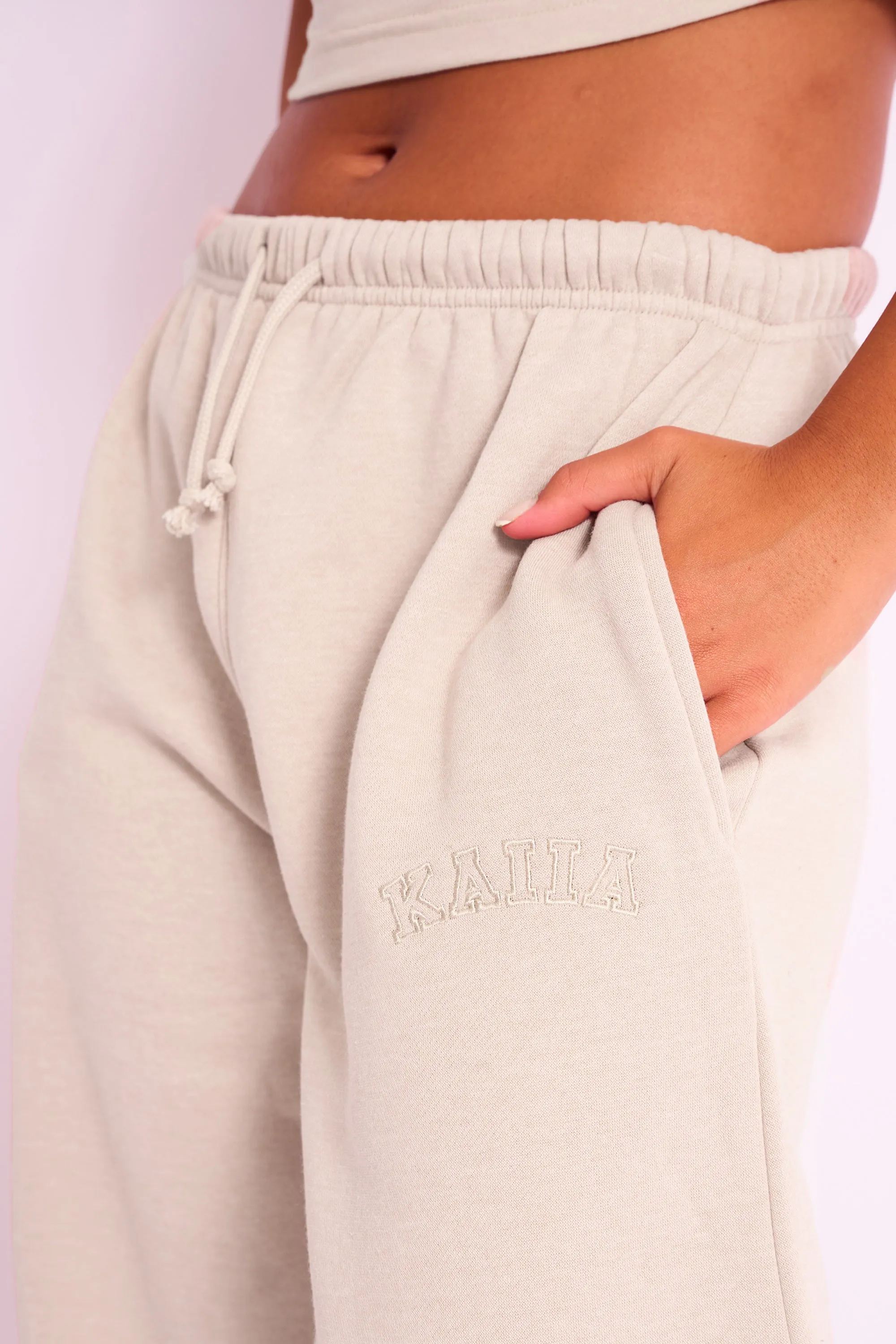 Kaiia Logo Wide Leg Joggers Sand sold by Kaiia the label product image thumbnail 2
