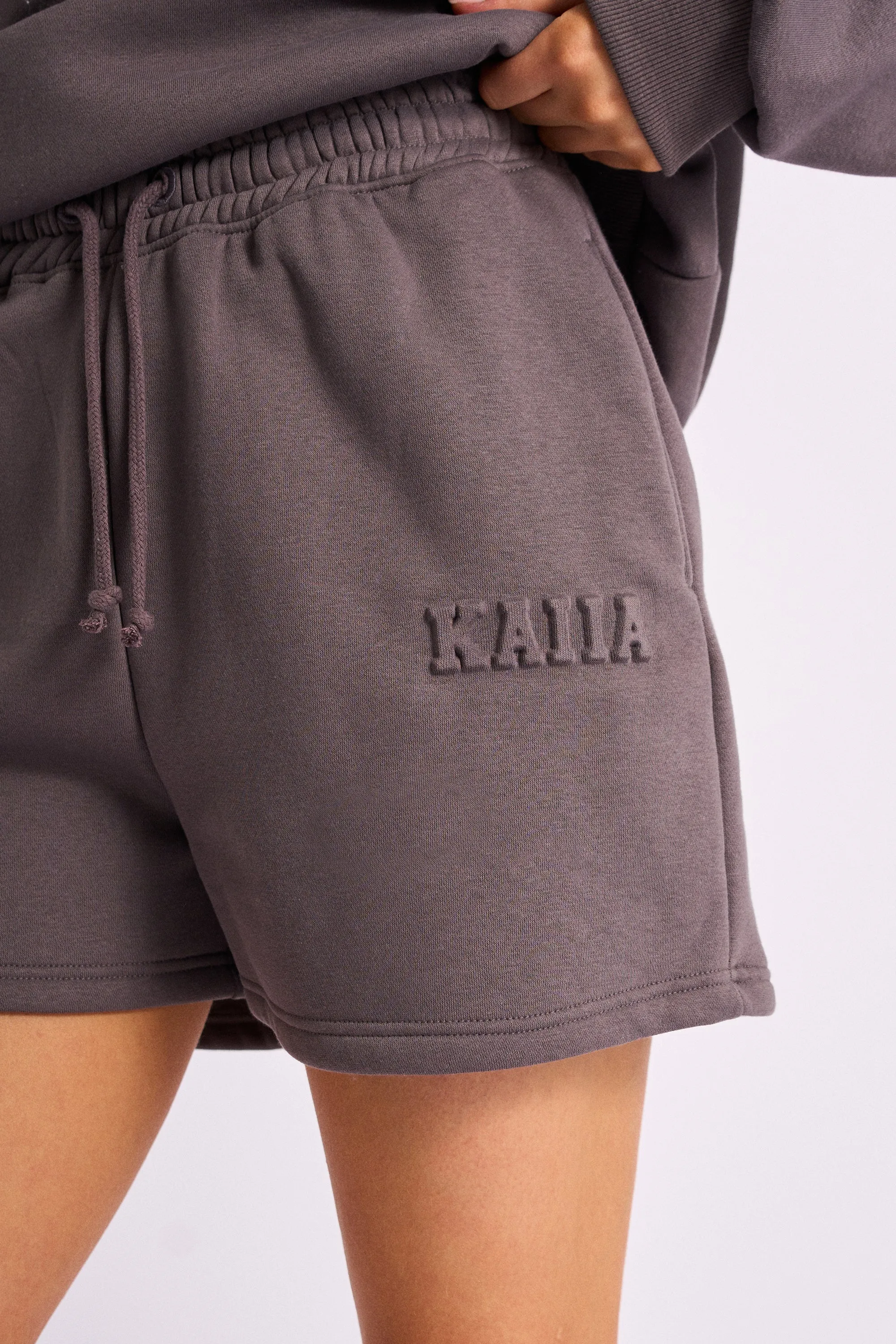 Kaiia Embossed Logo Sweat Shorts Dark Grey sold by Kaiia the label product image thumbnail 4