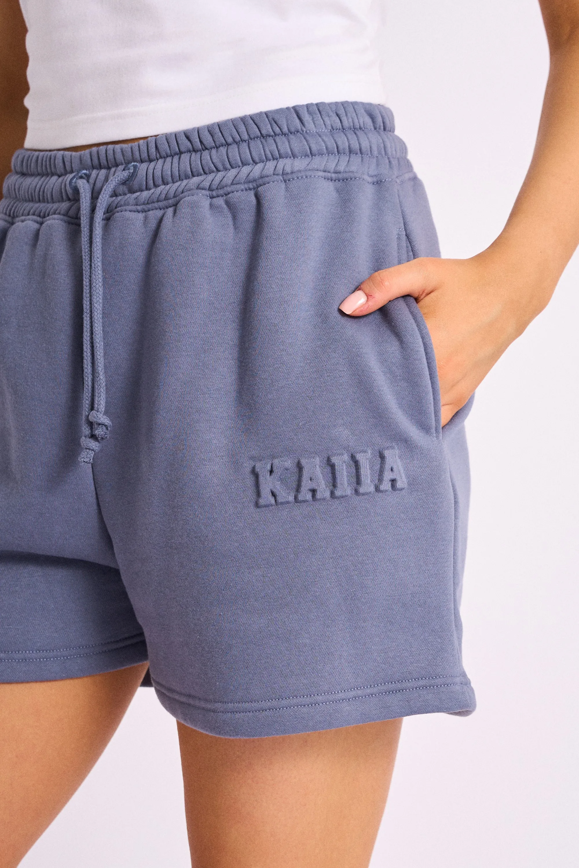 Kaiia Embossed Logo Sweat Shorts Blue sold by Kaiia the label product image thumbnail 2