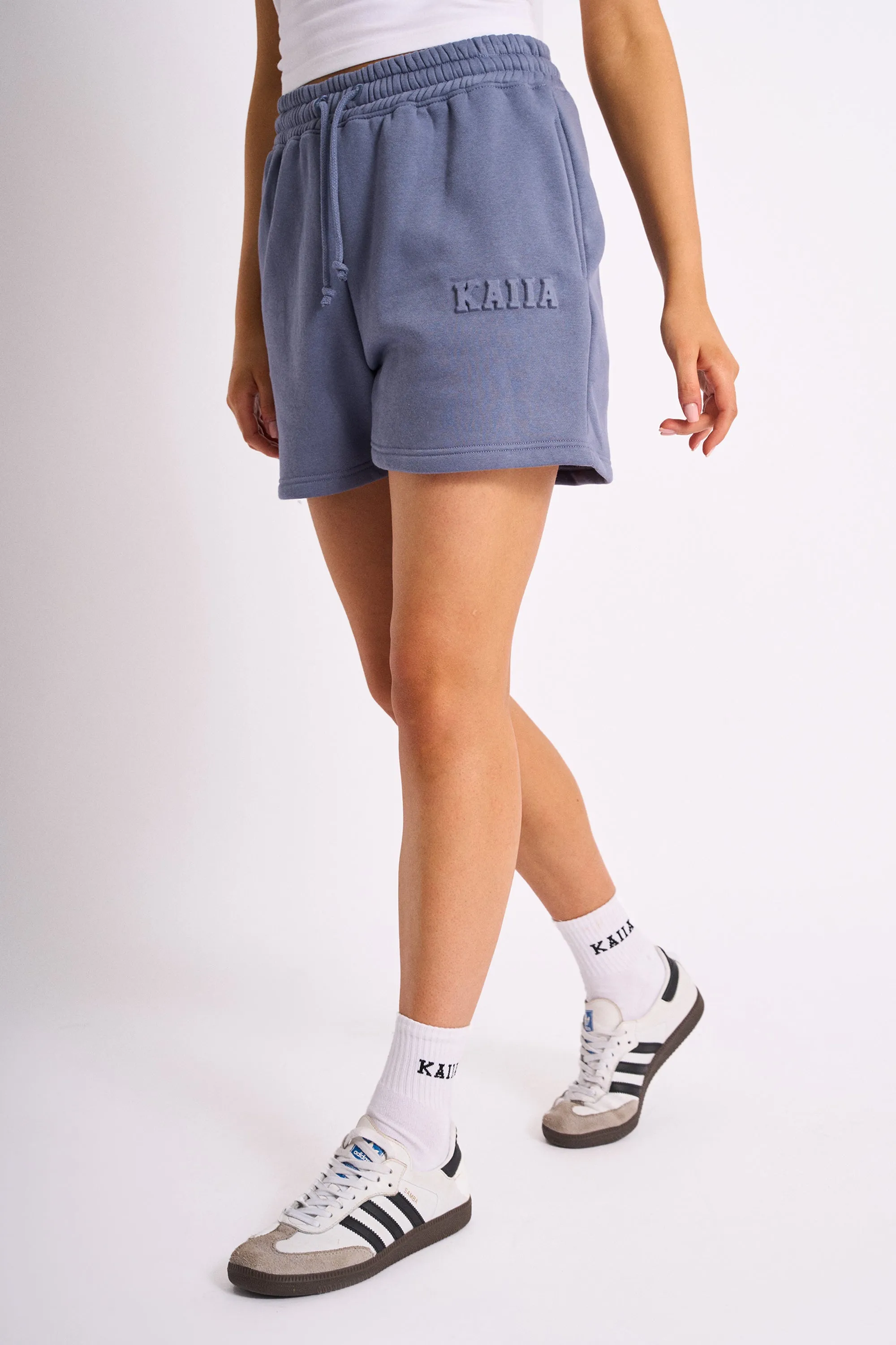 Kaiia Embossed Logo Sweat Shorts Blue sold by Kaiia the label product image thumbnail 3