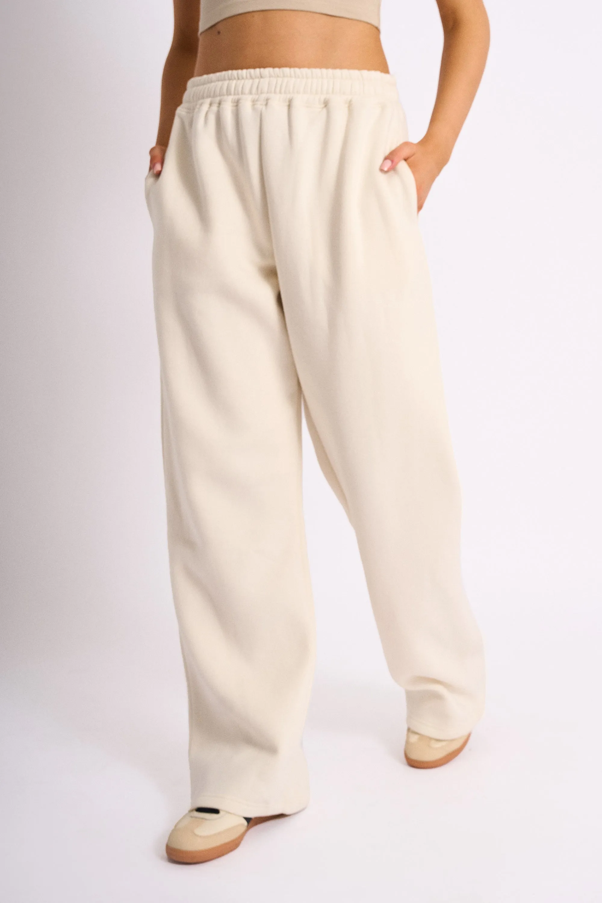 Kaiia Embossed Wide Leg Joggers Cream sold by Kaiia the label product image thumbnail 3