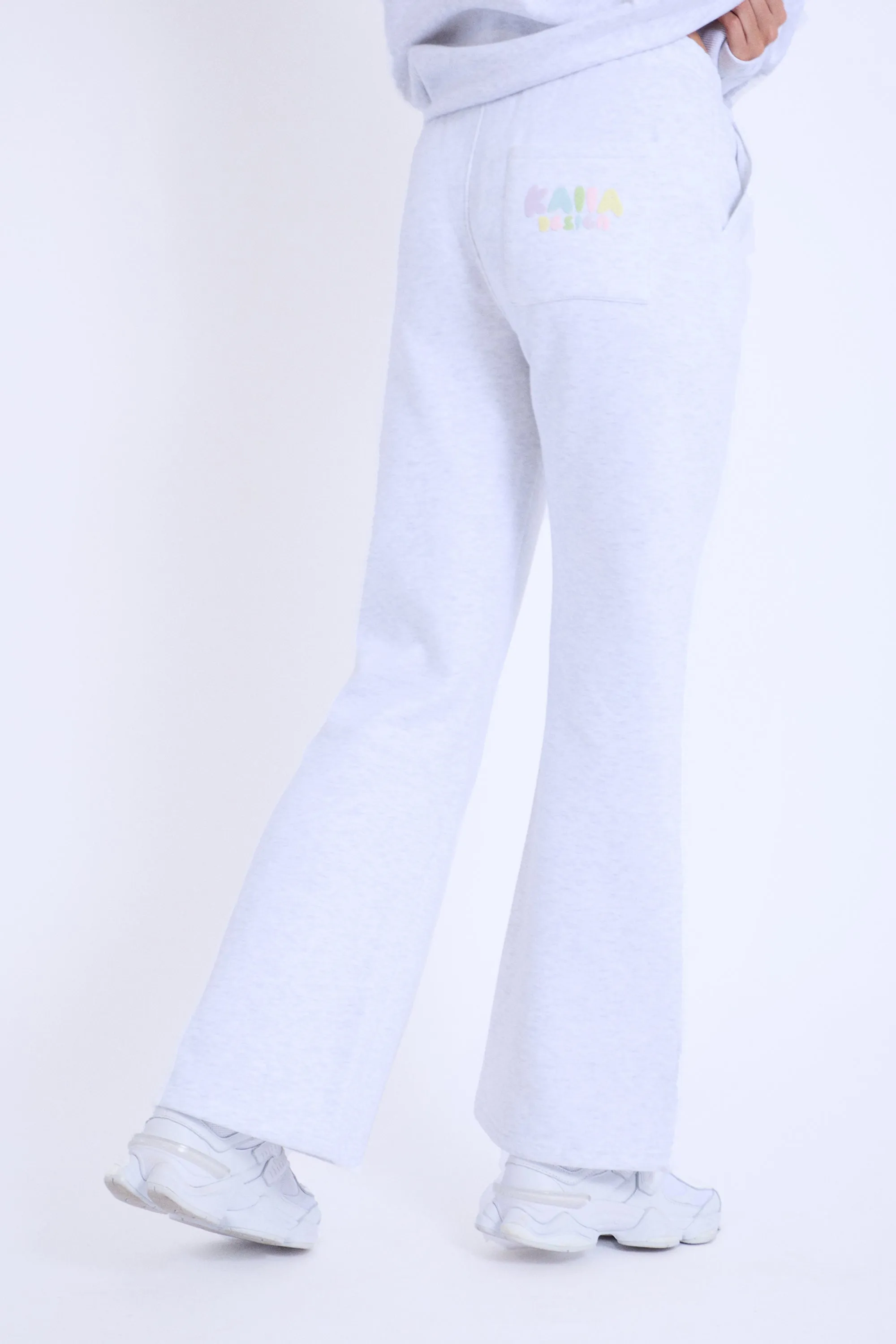 Kaiia Bubble Logo Wide Leg Sweat Pants Light Grey Marl & Rainbow sold by Kaiia the label product image thumbnail 3