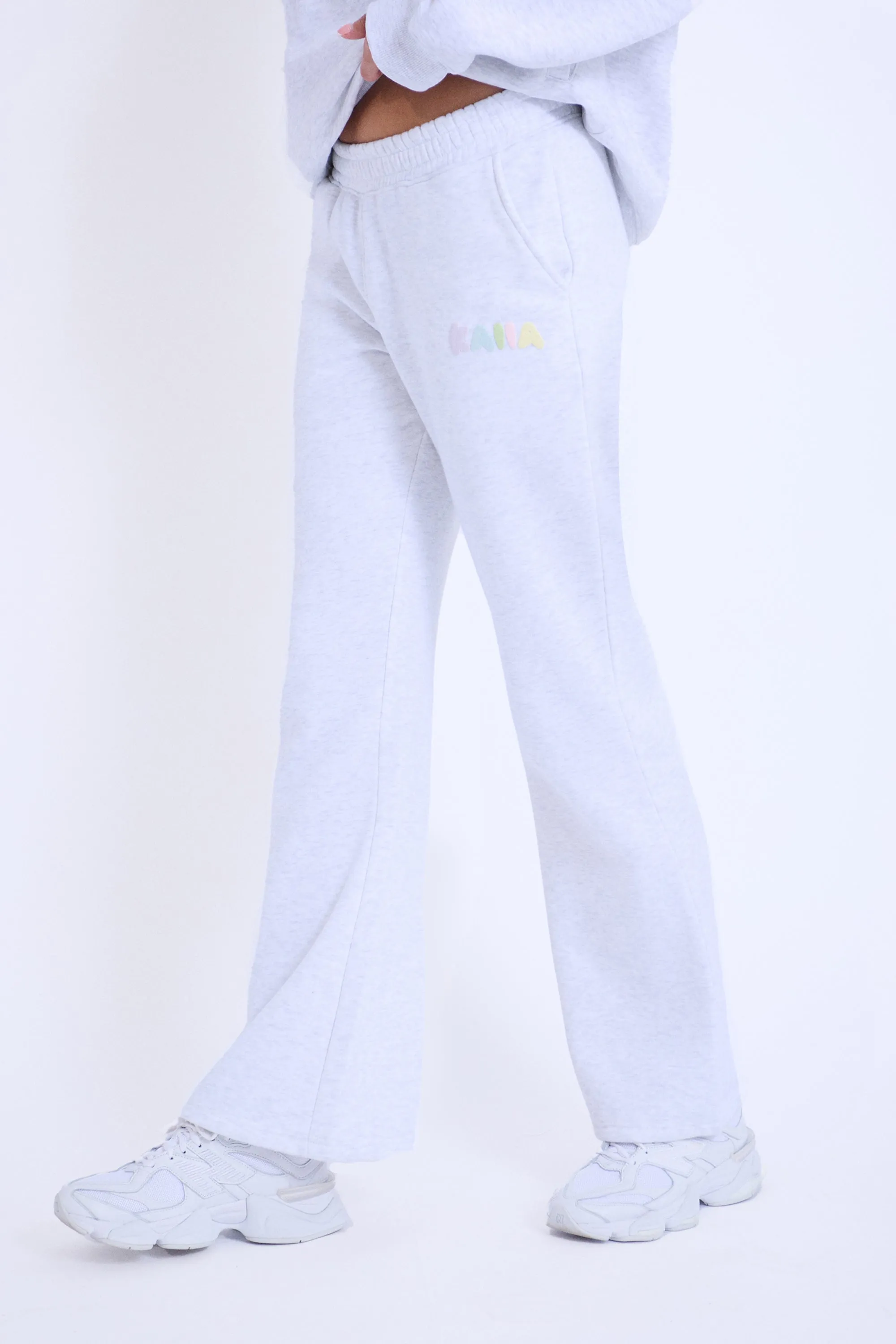 Kaiia Bubble Logo Wide Leg Sweat Pants Light Grey Marl & Rainbow sold by Kaiia the label product image thumbnail 2