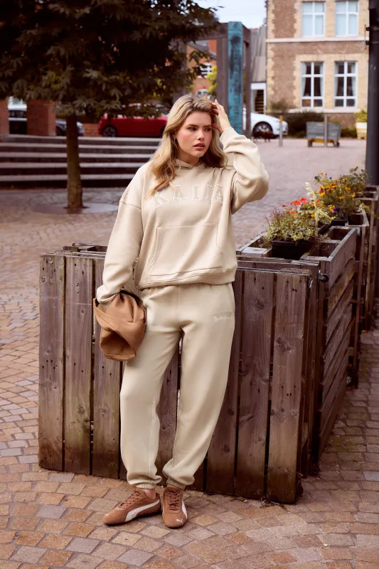 Kaiia Logo Cuffed Joggers Stone made by Kaiia the label