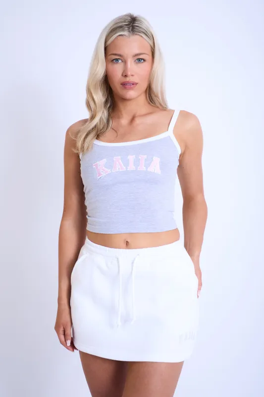 Kaiia Contrast Trim Cami Vest Top Grey Marl & Pink made by Kaiia the label