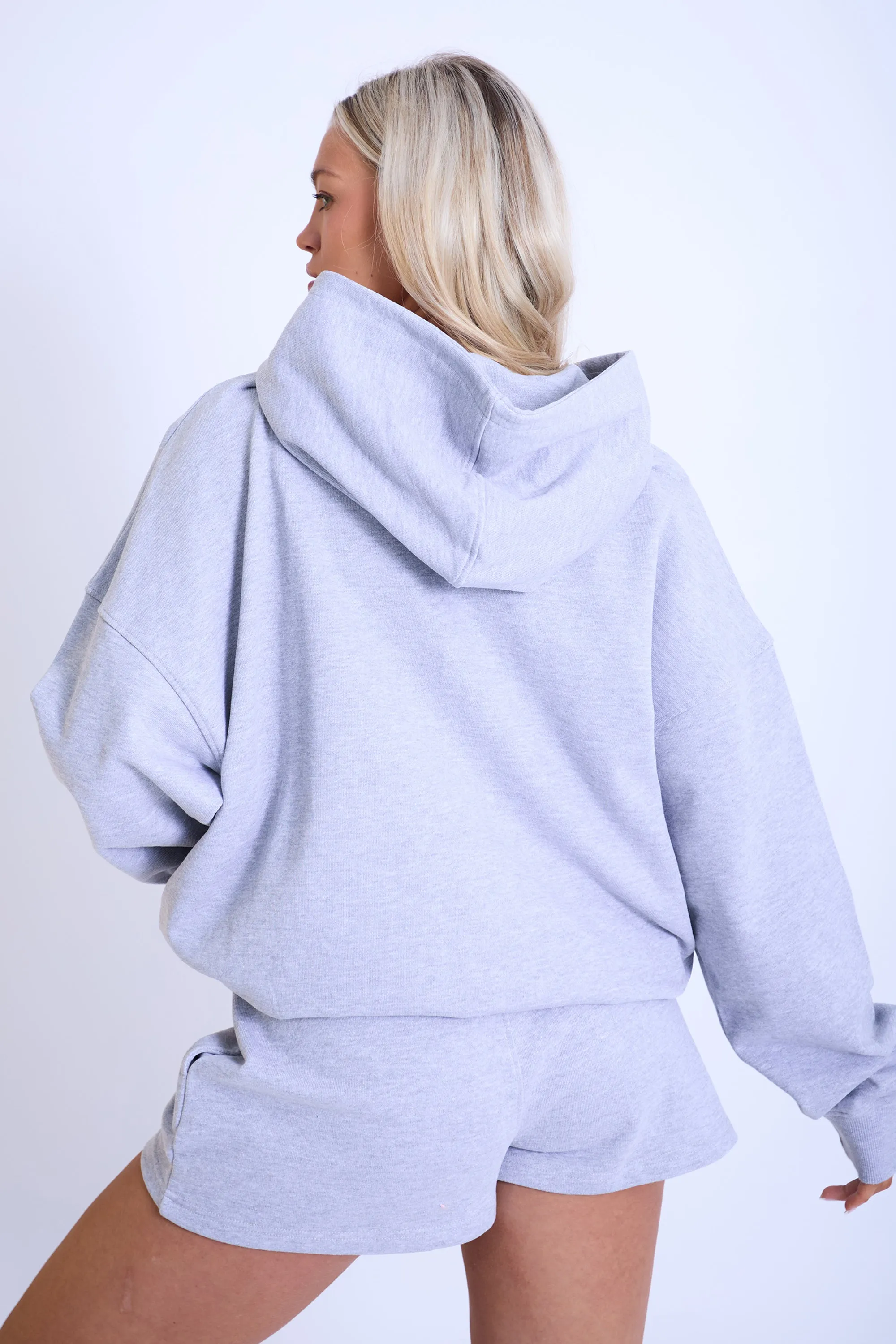 Kaiia Slogan Oversized Hoodie Grey Marl & Pink sold by Kaiia the label product image thumbnail 3
