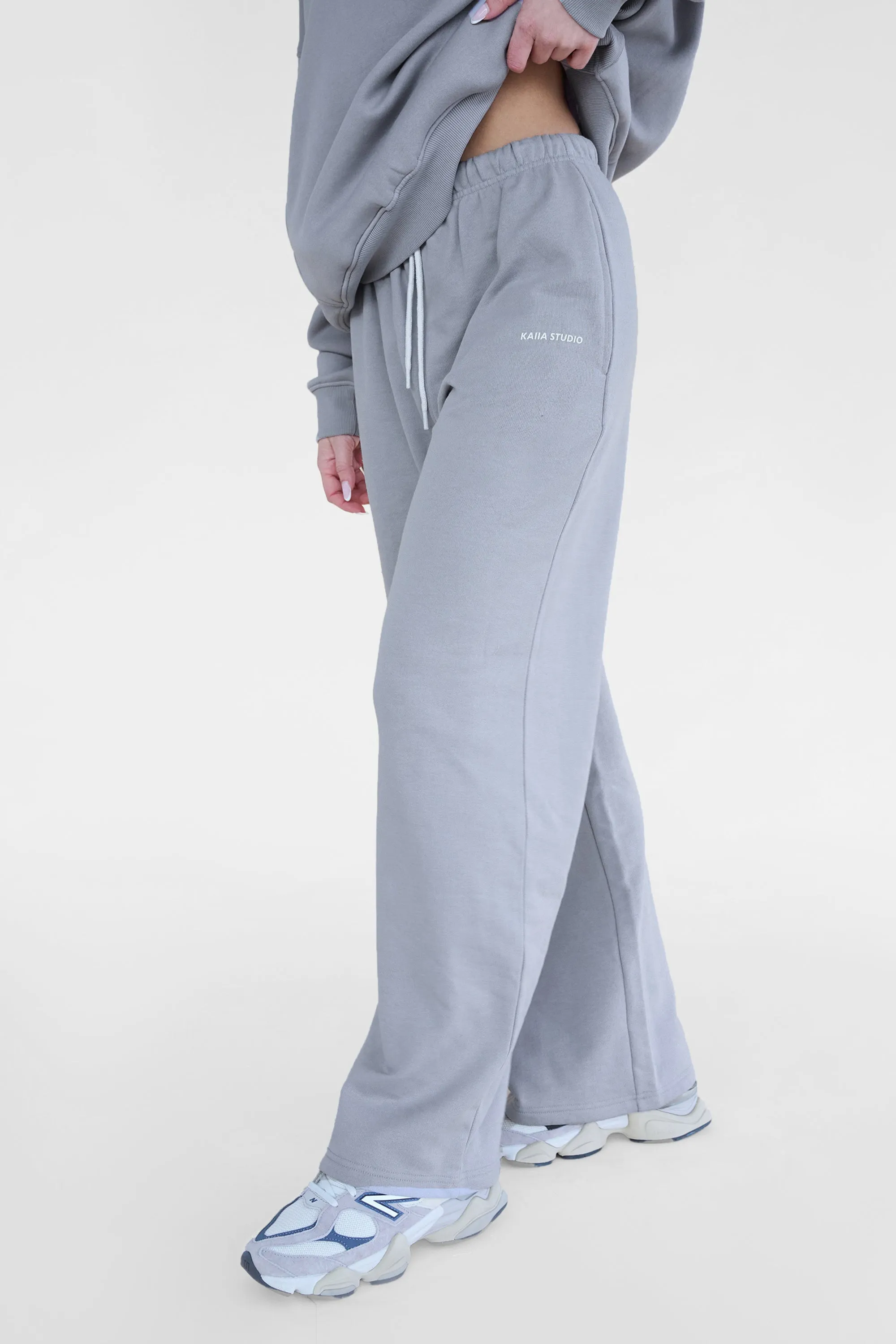 Kaiia Studio Baggy Wide Leg Sweat Pants Grey sold by Kaiia the label product image thumbnail 2
