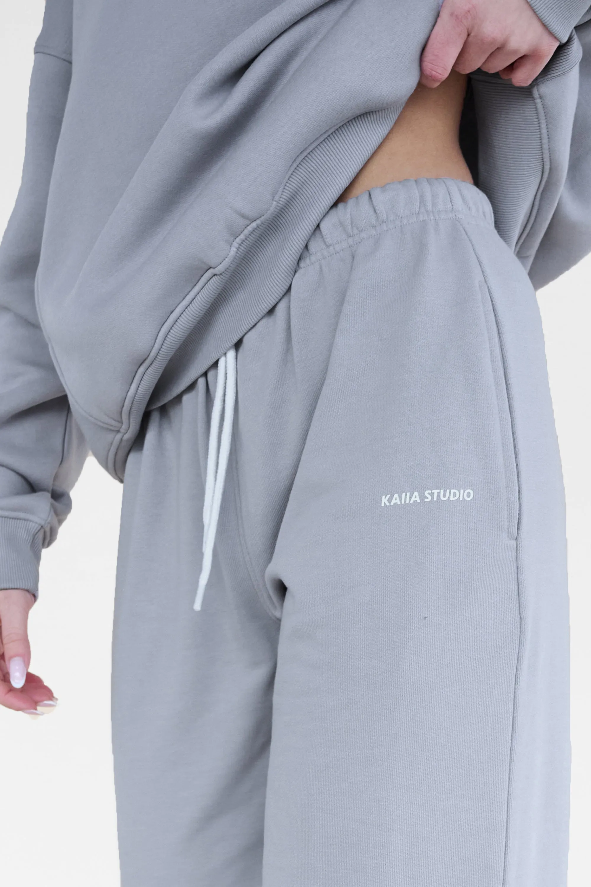 Kaiia Studio Baggy Wide Leg Sweat Pants Grey sold by Kaiia the label product image thumbnail 4