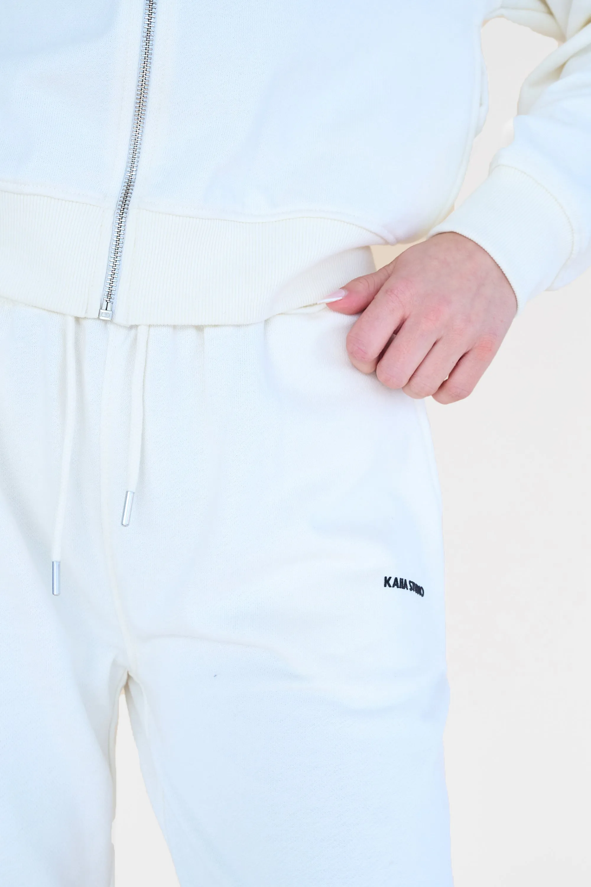 Kaiia Studio Back Pocket Wide Leg Sweat Pants Ecru sold by Kaiia the label product image thumbnail 2