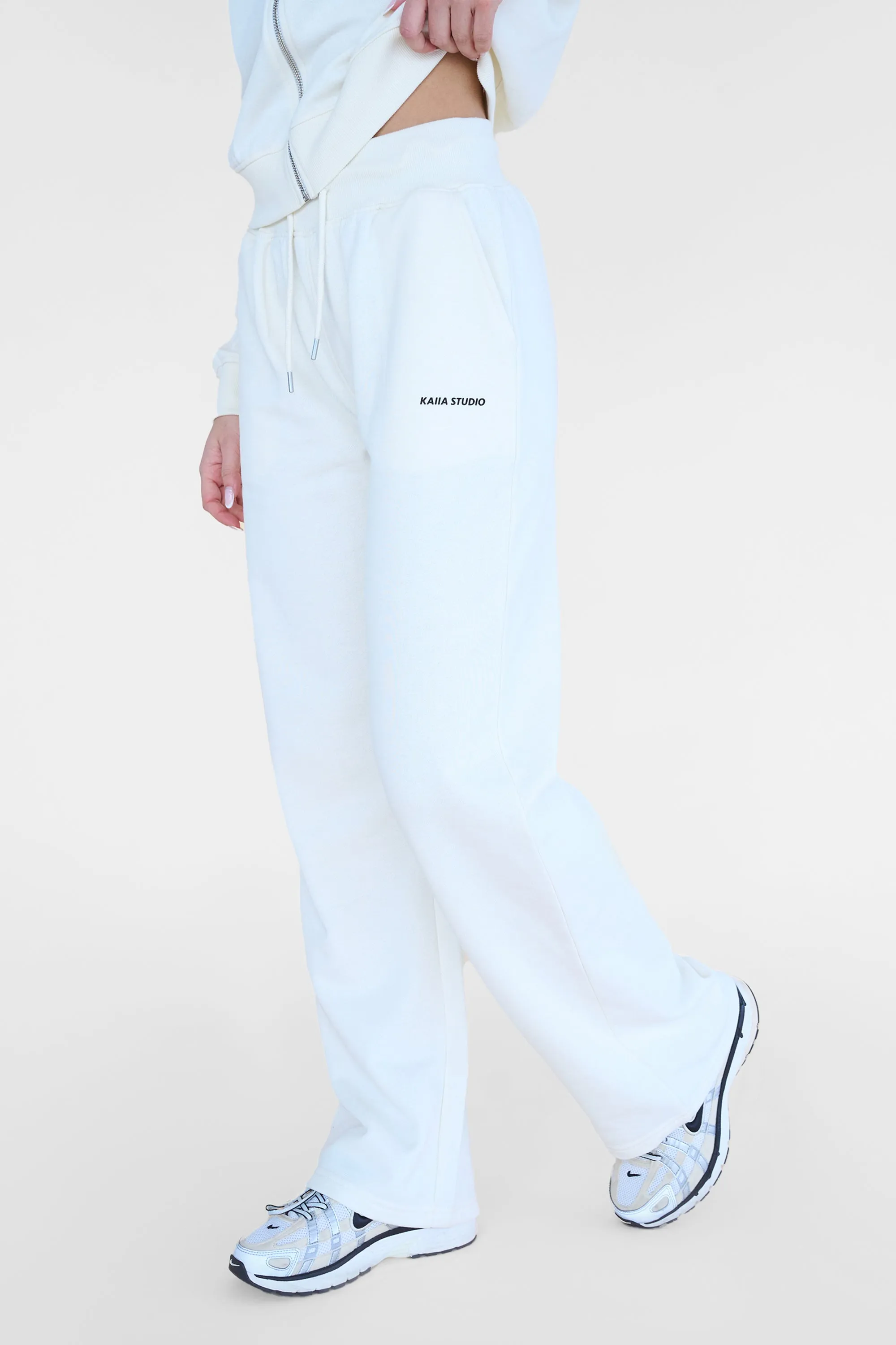 Kaiia Studio Back Pocket Wide Leg Sweat Pants Ecru sold by Kaiia the label product image thumbnail 3