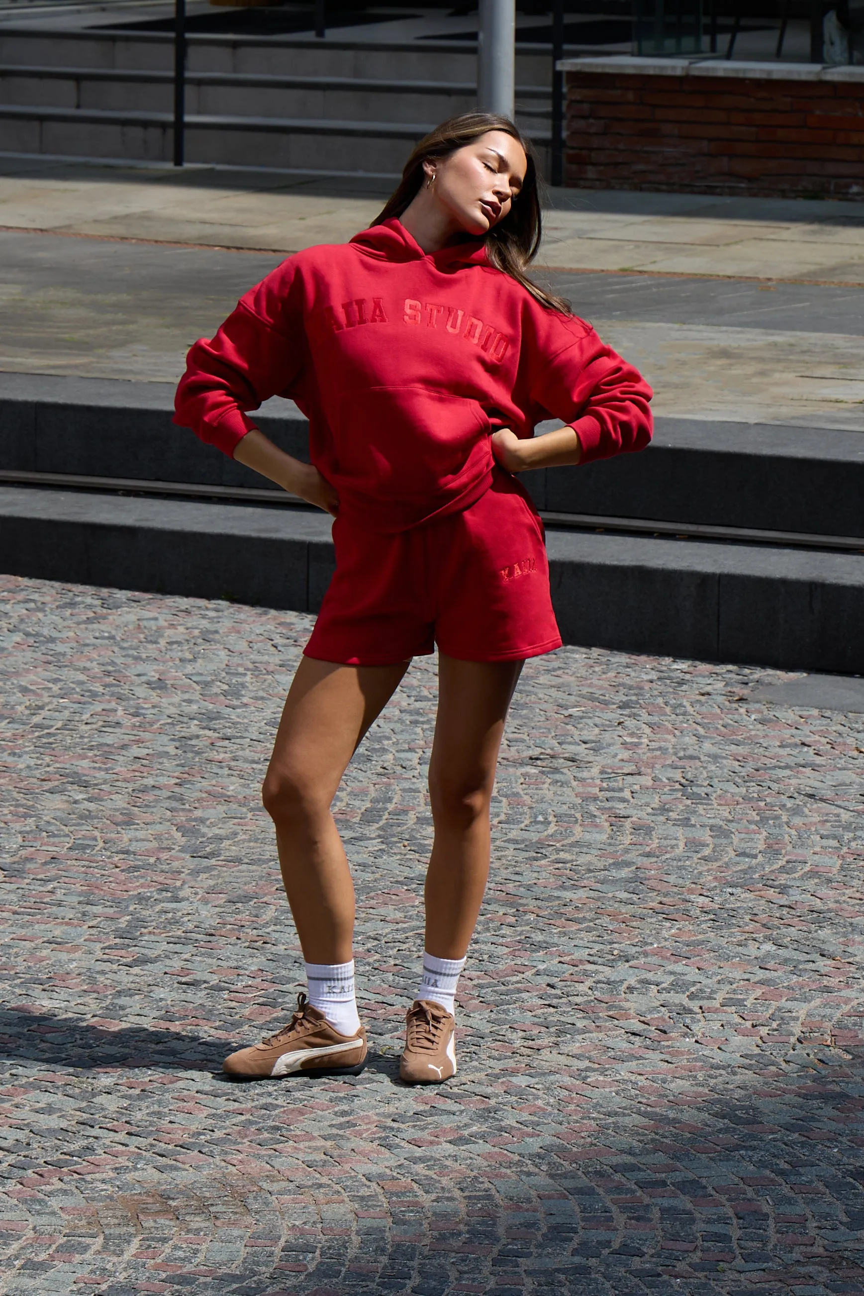 Kaiia Logo Sweat Shorts Red sold by Kaiia the label